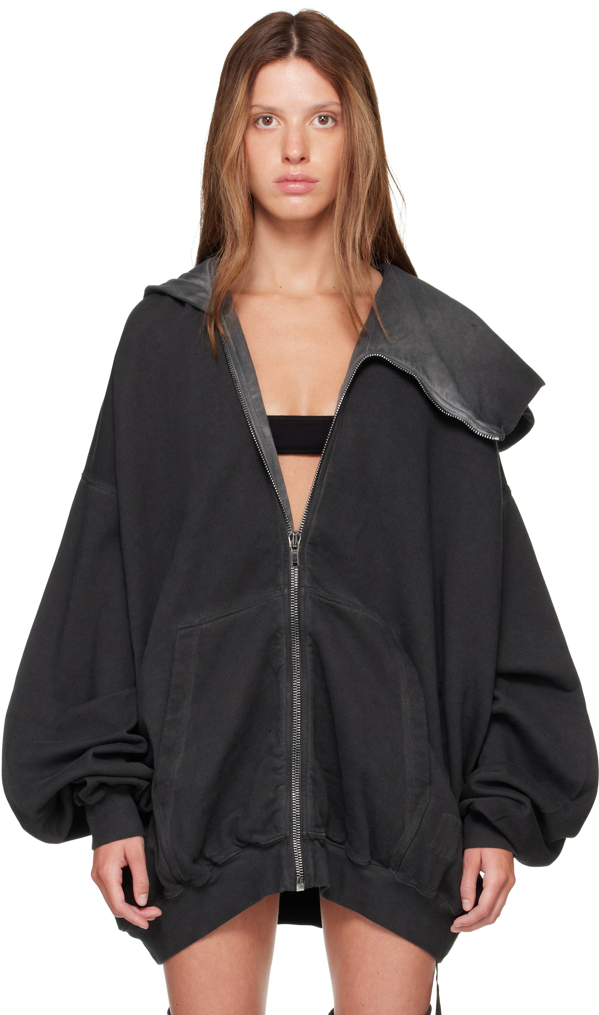 Rick Owens DRKSHDW - Pull à capuche Mountain Hun gris - Tower