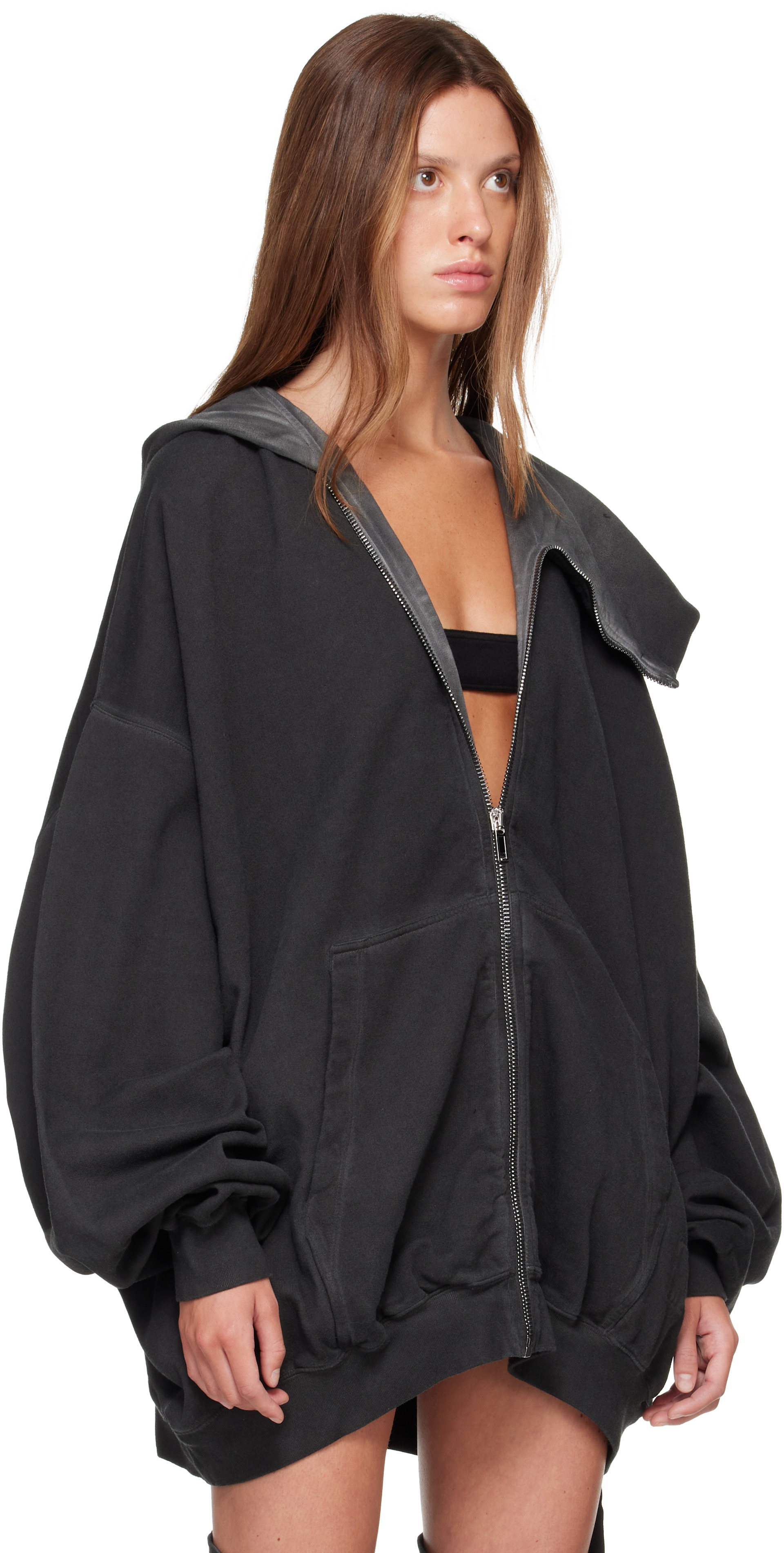 Rick Owens DRKSHDW - Pull à capuche Mountain Hun gris - Tower