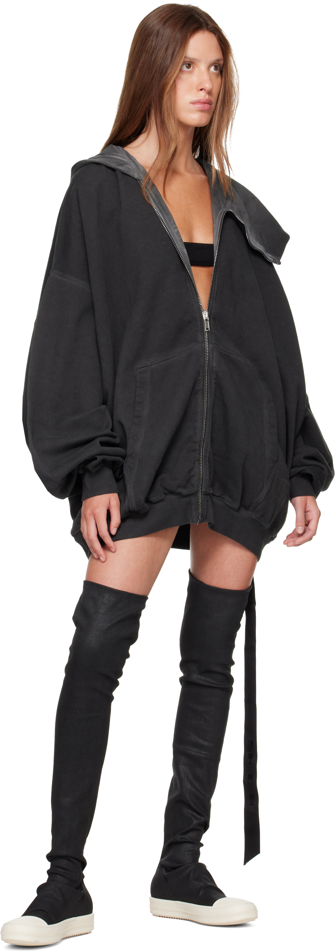 Rick Owens DRKSHDW - Pull à capuche Mountain Hun gris - Tower