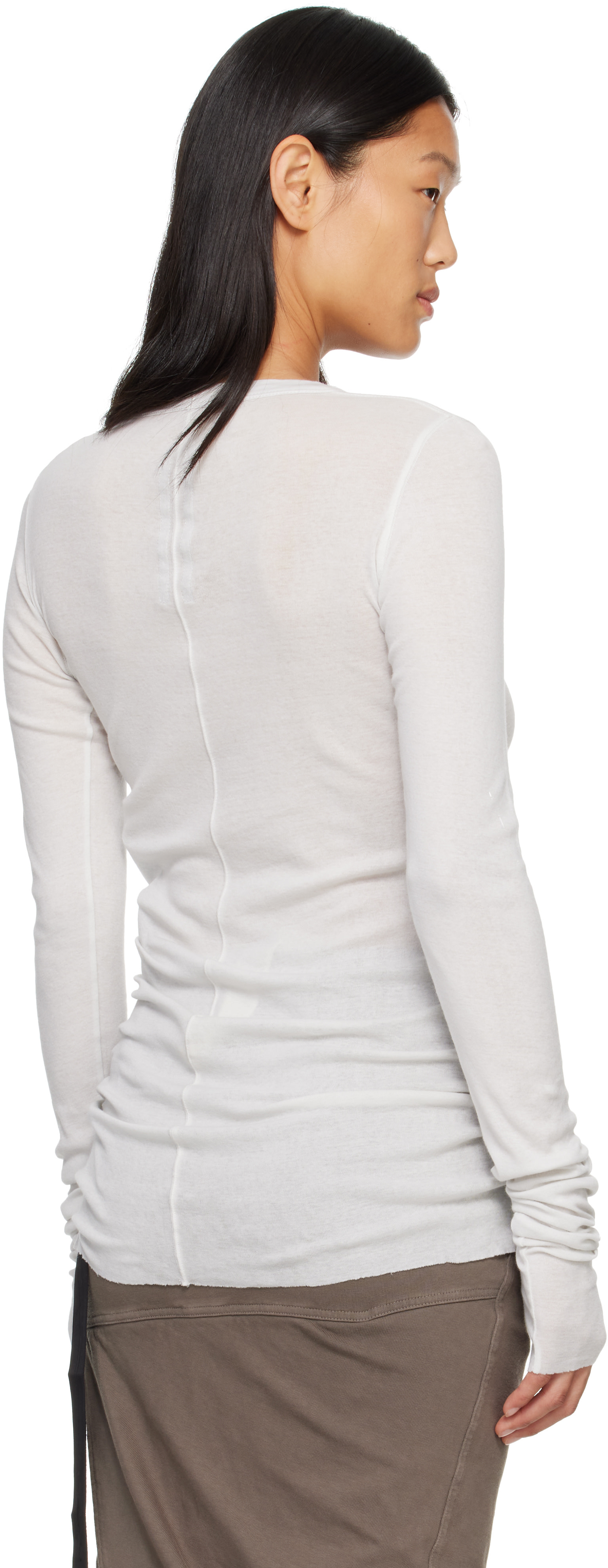 Rick Owens DRKSHDW - オフホワイト Tower Basic 長袖Tシャツ