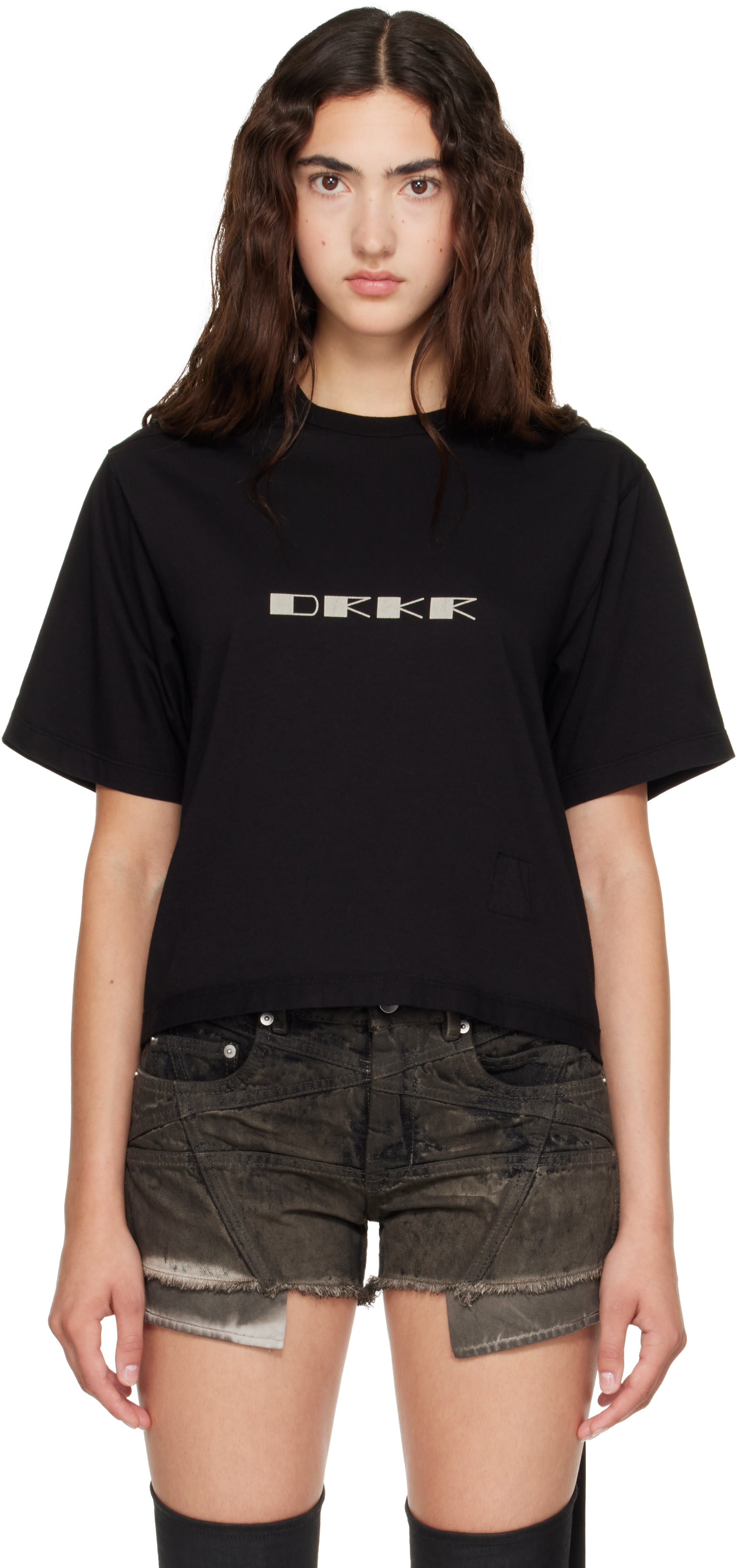 トップス Rick Owens DRKSHDW Rick Owens DRKSHDW: Black Tower Basic S/S T-shirt | SSENSE