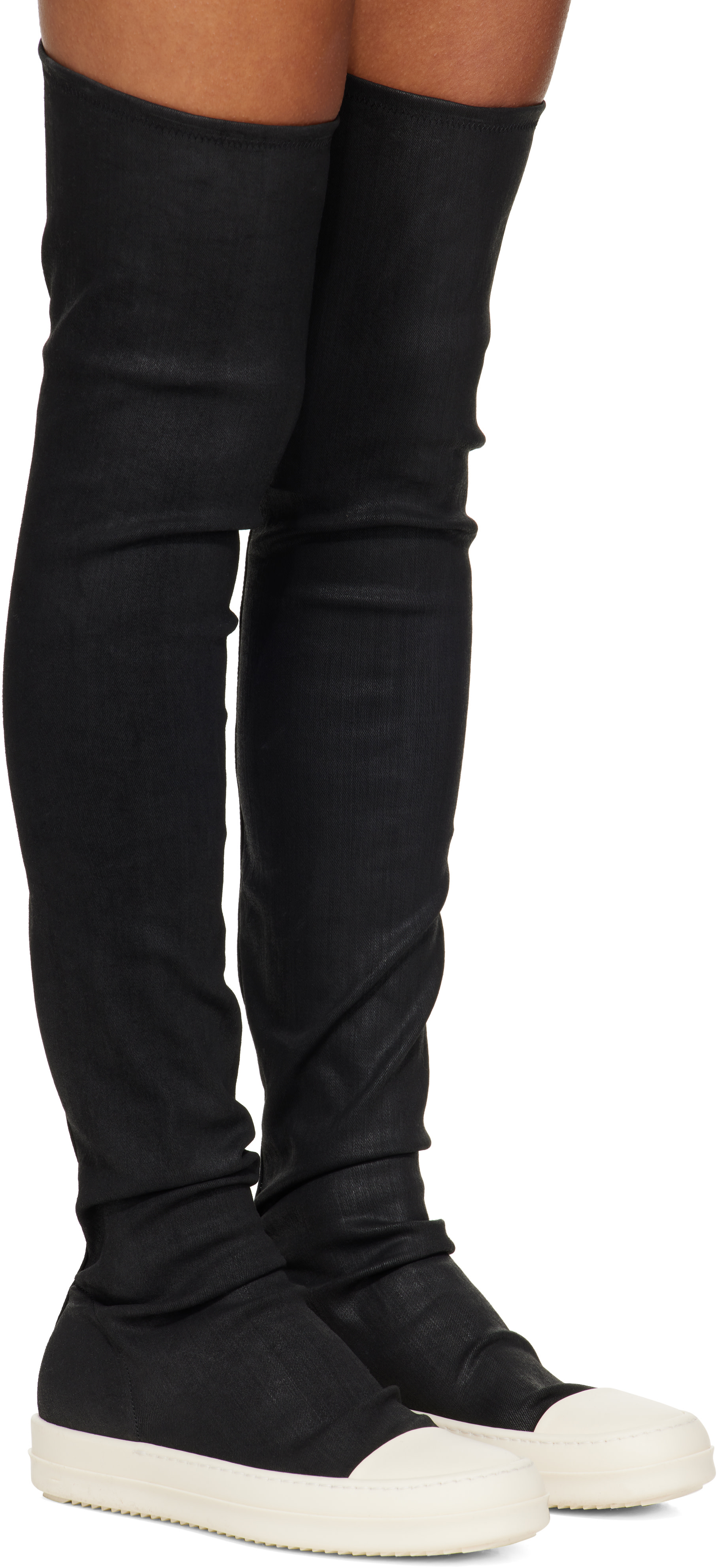 Rick Owens DRKSHDW: ブラック Tower High Sock Sneaks サイハイブーツ