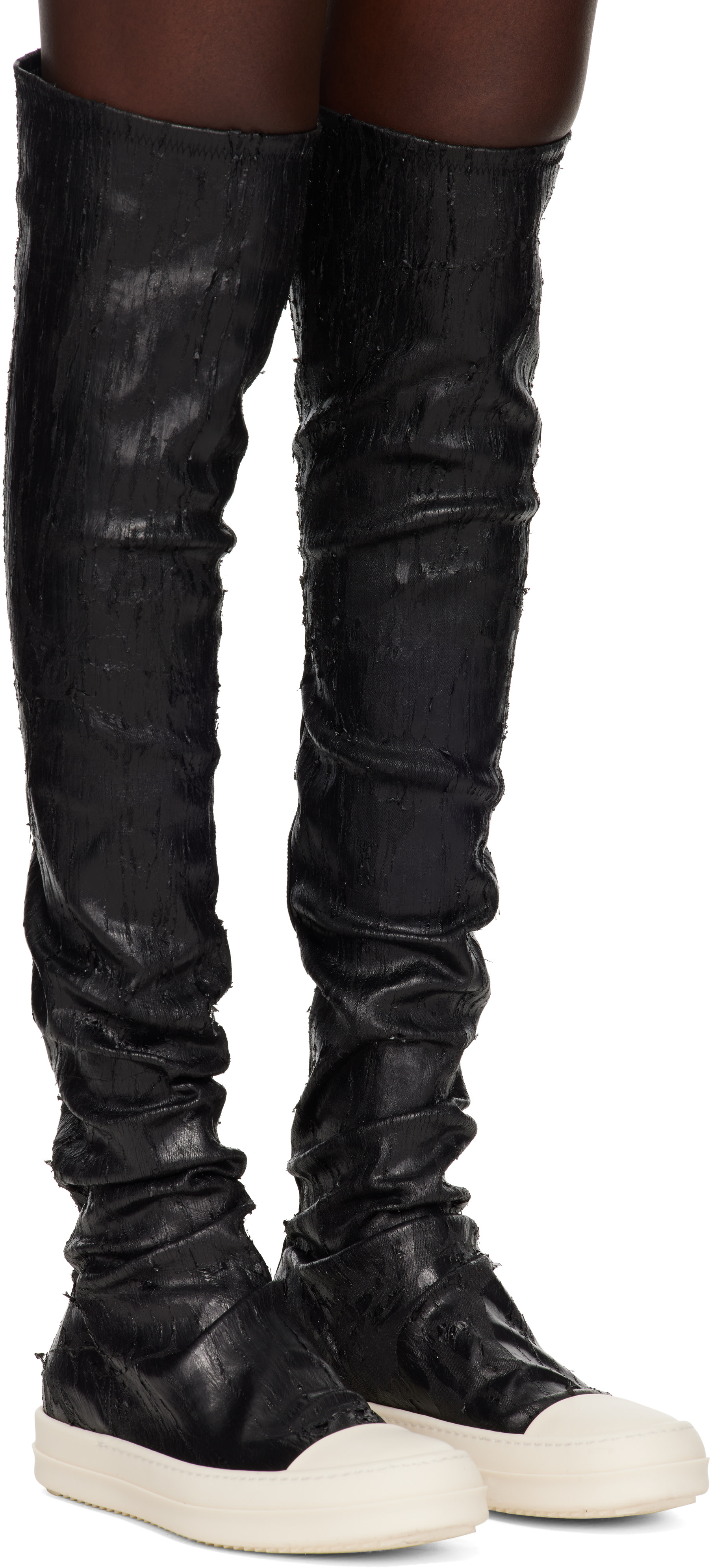 Rick Owens 厚底レザーハイブーツ ブラック Rick Owens DRKSHDW: ブラック Tower High Sock Sneaks サイハイブーツ