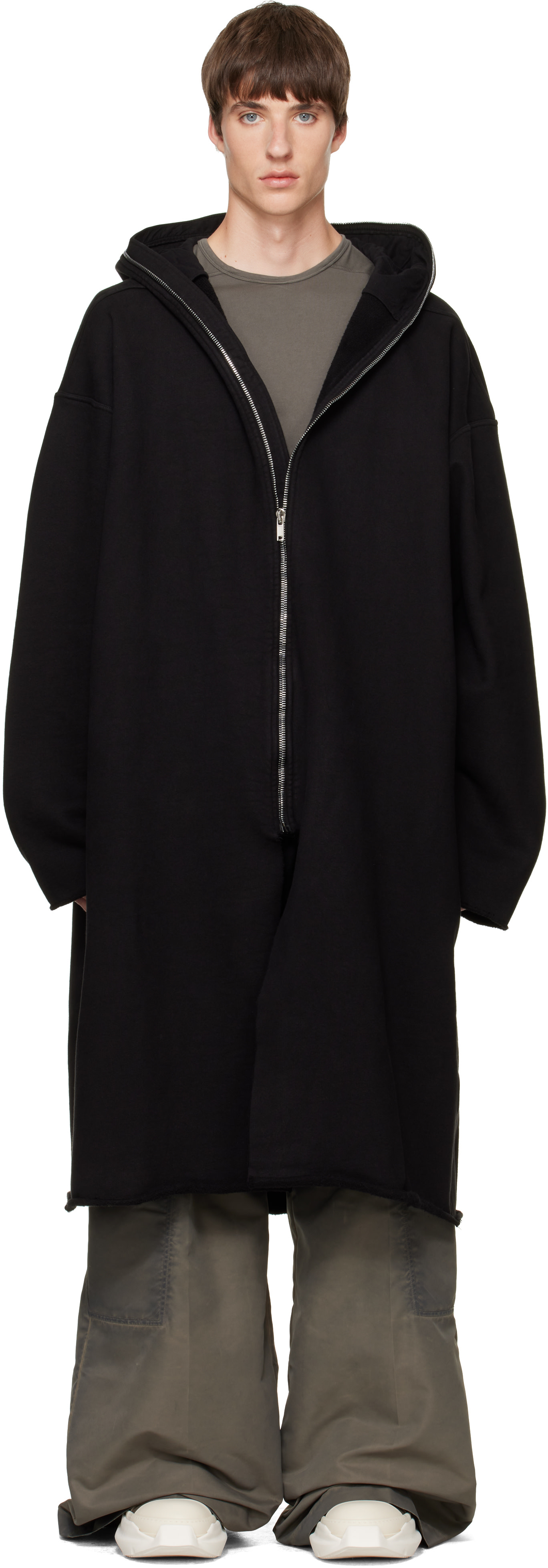 Rick Owens DRKSHDW: ブラック Tower Wide マックコート | SSENSE 日本