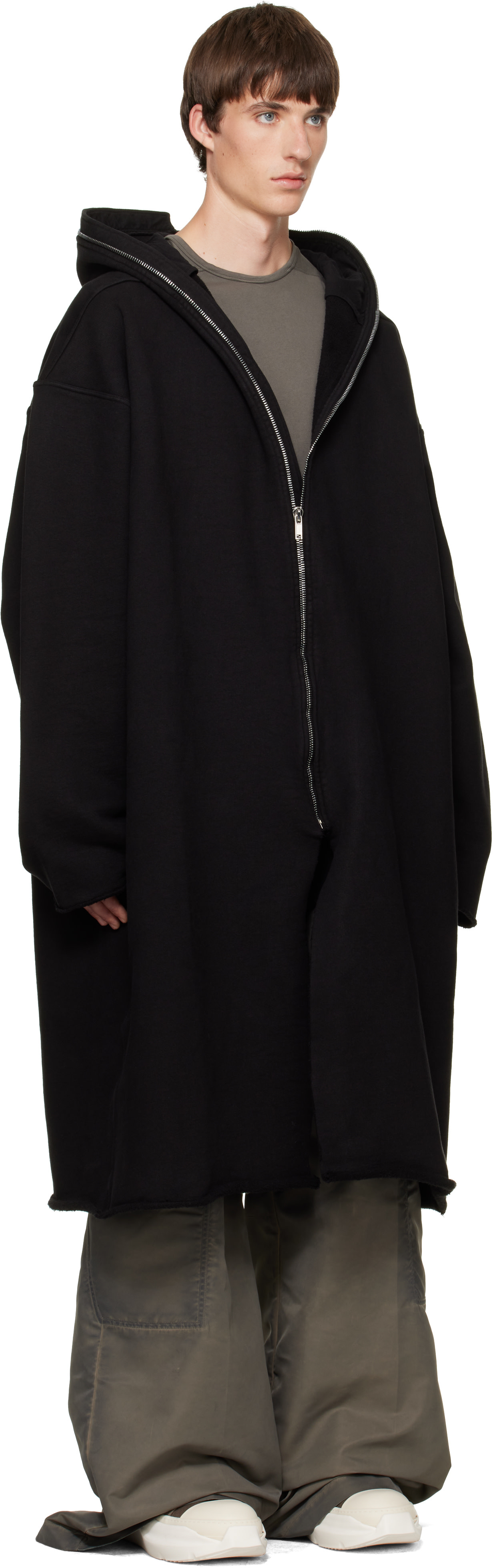 Rick Owens DRKSHDW: ブラック Tower Wide マックコート | SSENSE 日本