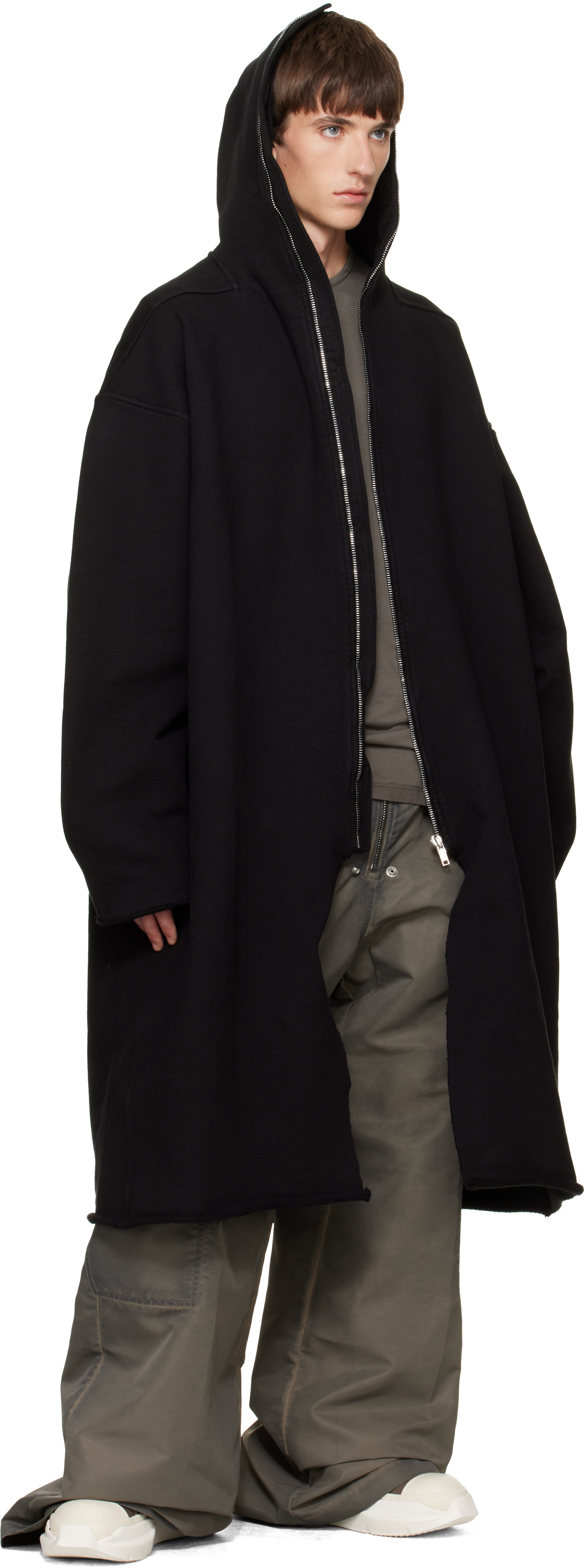 Rick Owens DRKSHDW: ブラック Tower Wide マックコート | SSENSE 日本