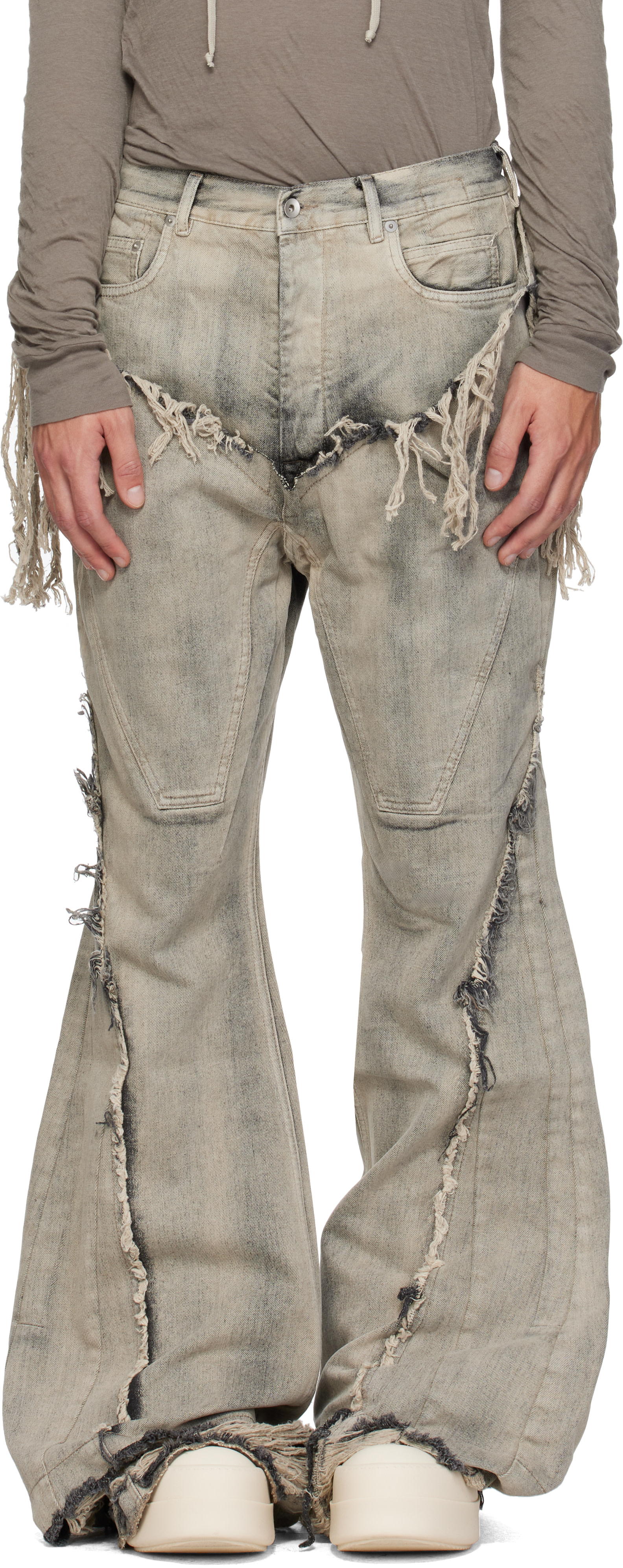 Rick Owens DRKSHDW: グレー Tower Slivered ブーツカット ジーンズ