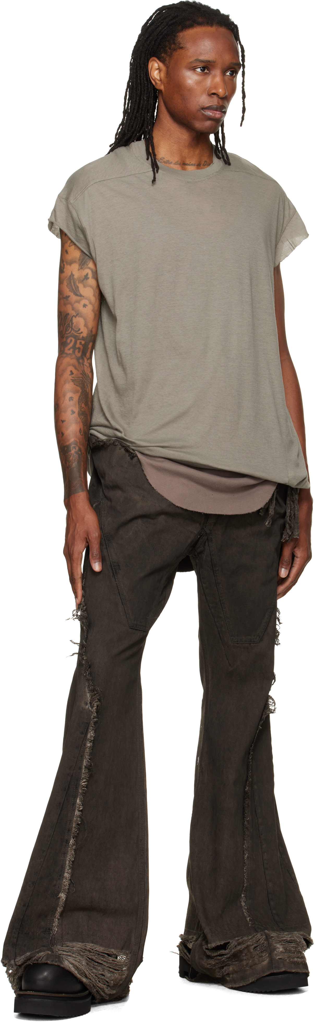 Rick Owens DRKSHDW: グレー Tower Slivered ブーツカット ジーンズ