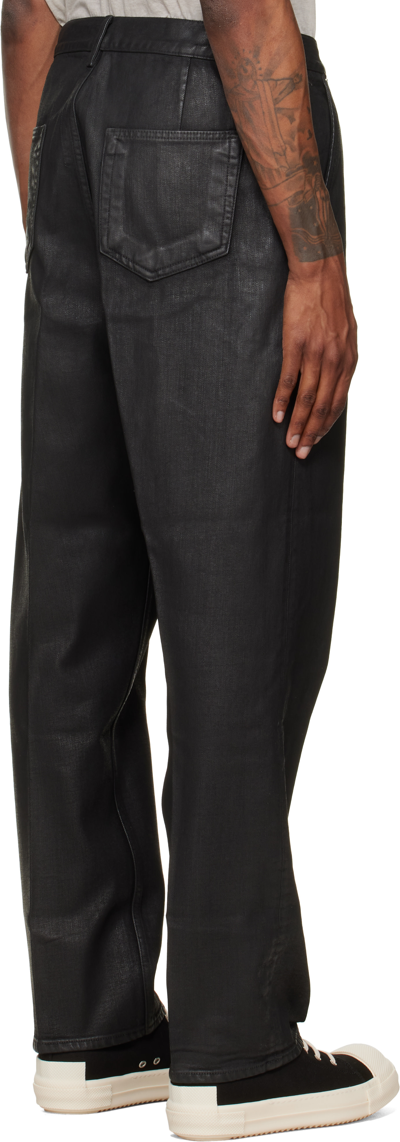 希少 Rick Owens Waxed Paneled Denim Jeans Rick Owens DRKSHDW: Black Tower Joris Jeans | SSENSE