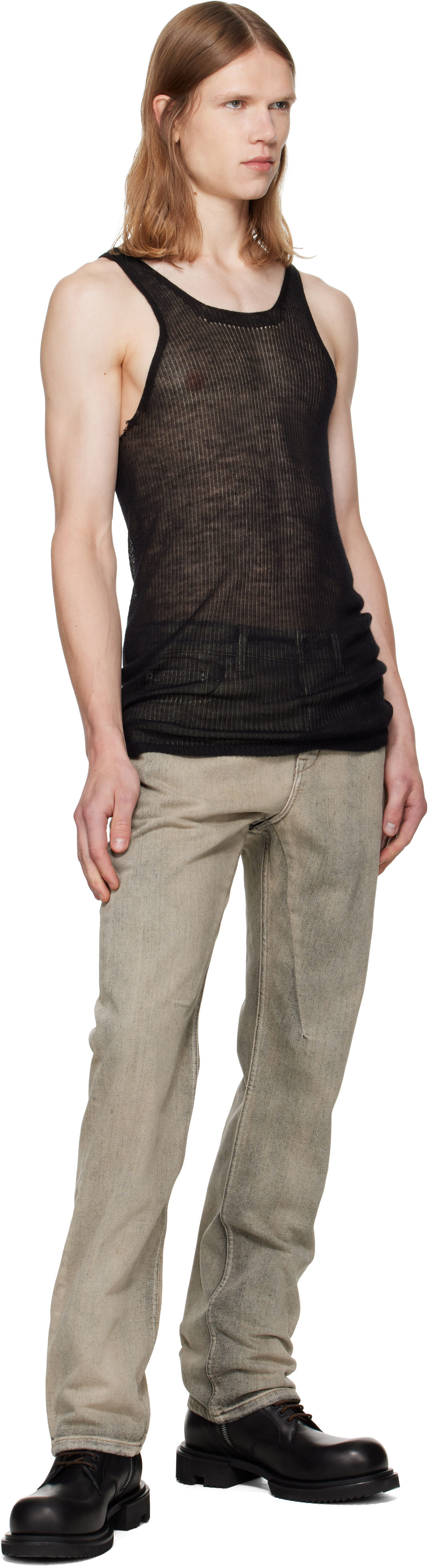Rick Owens DRKSHDW: Gray Tower Fog Cut Jeans | SSENSE