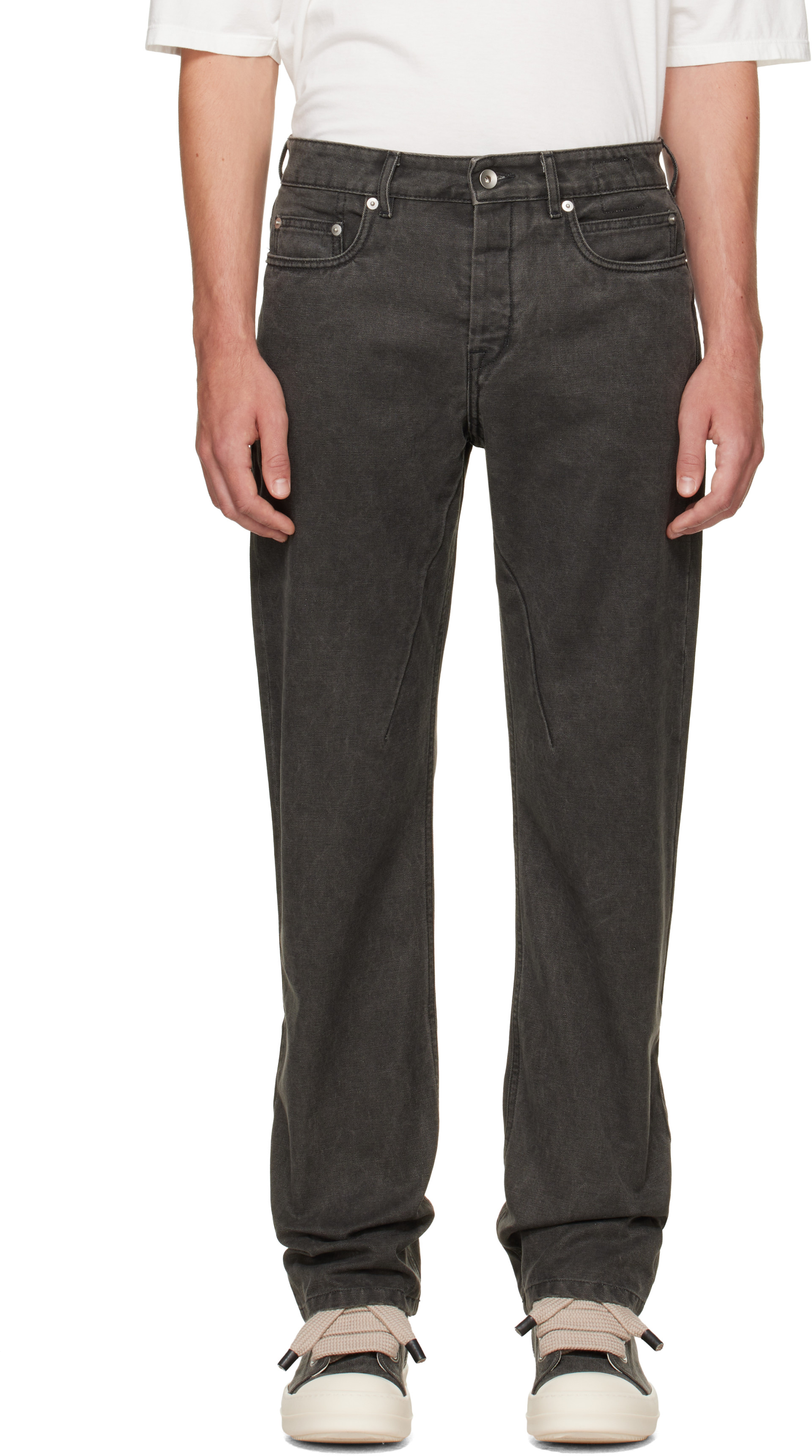 Rick Owens DRKSHDW: Gray Tower Fog Cut Jeans | SSENSE