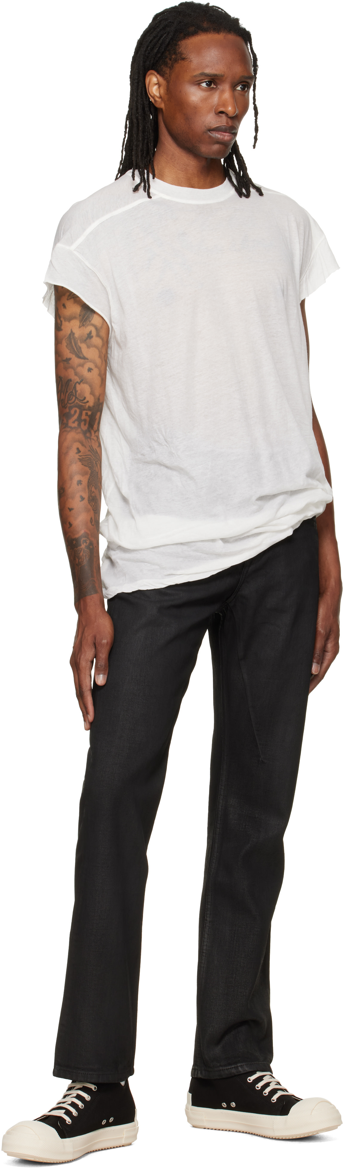 Rick Owens DRKSHDW: ブラック Tower Fog Cut ジーンズ | SSENSE 日本