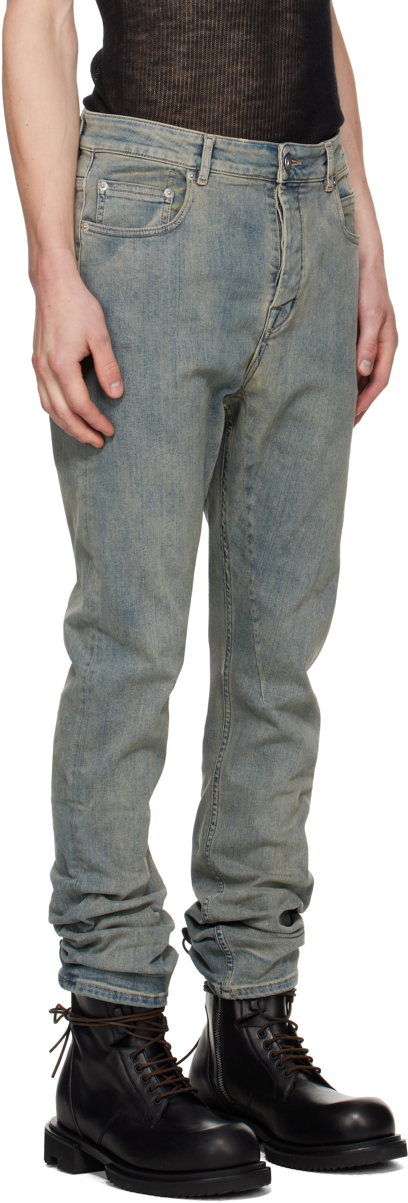 Rick Owens DRKSHDW: Blue Tower Detroit Cut Jeans | SSENSE