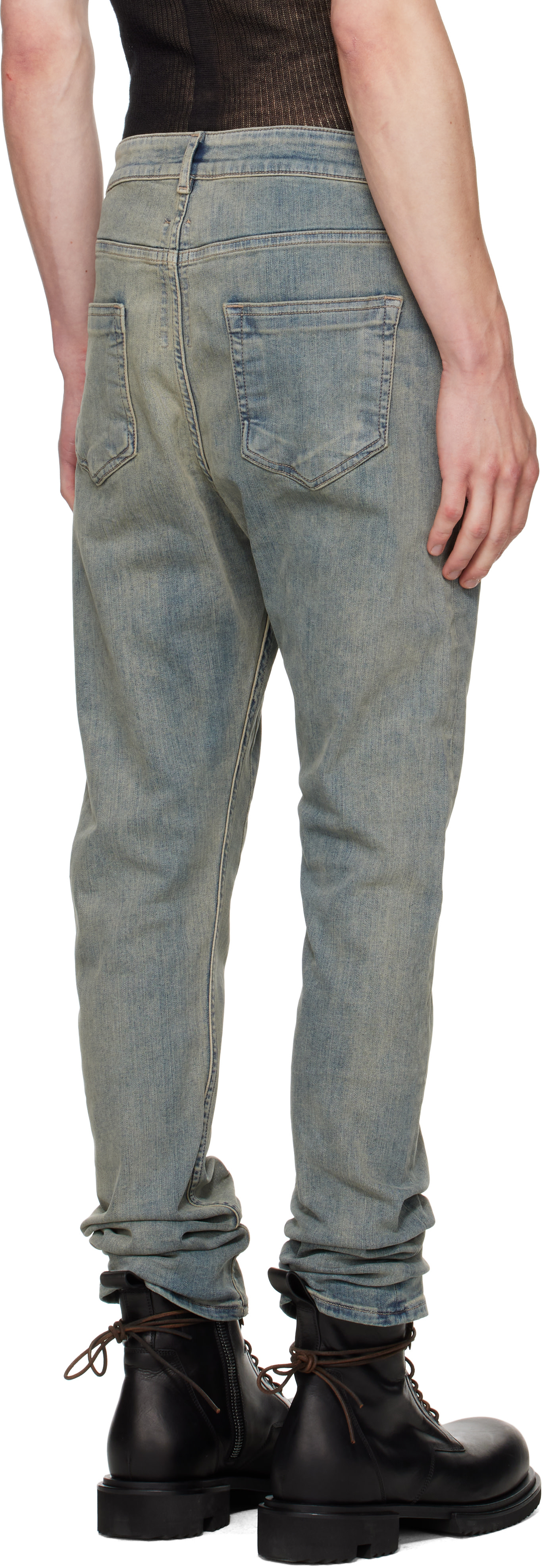 Rick Owens DRKSHDW: Blue Tower Detroit Cut Jeans | SSENSE Denmark