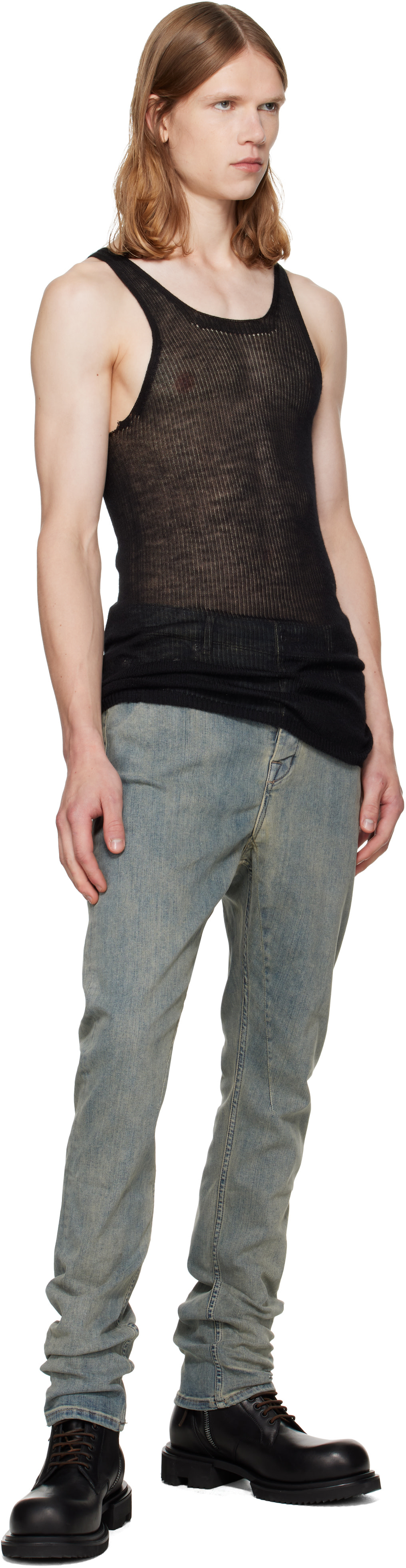 Rick Owens DRKSHDW: Blue Tower Detroit Cut Jeans | SSENSE