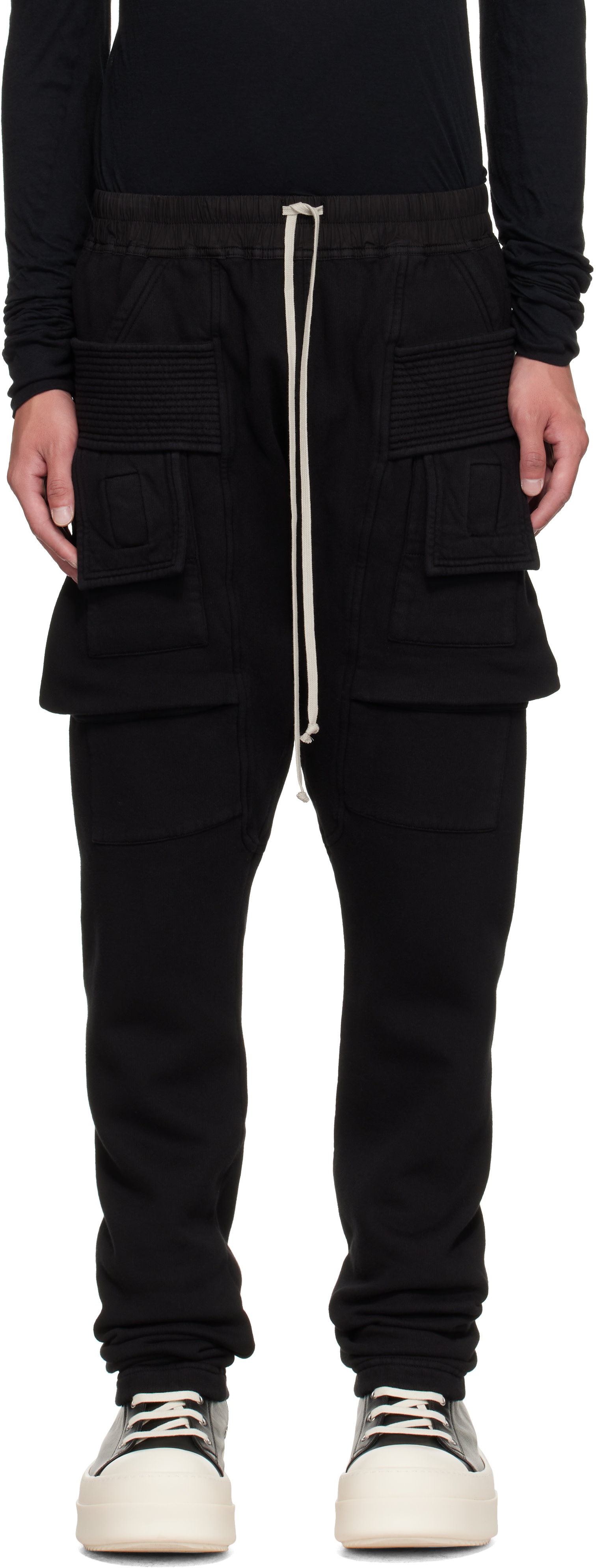 Rick Owens DRKSHDW - Black Tower Creatch Drawstring Cargo Pants