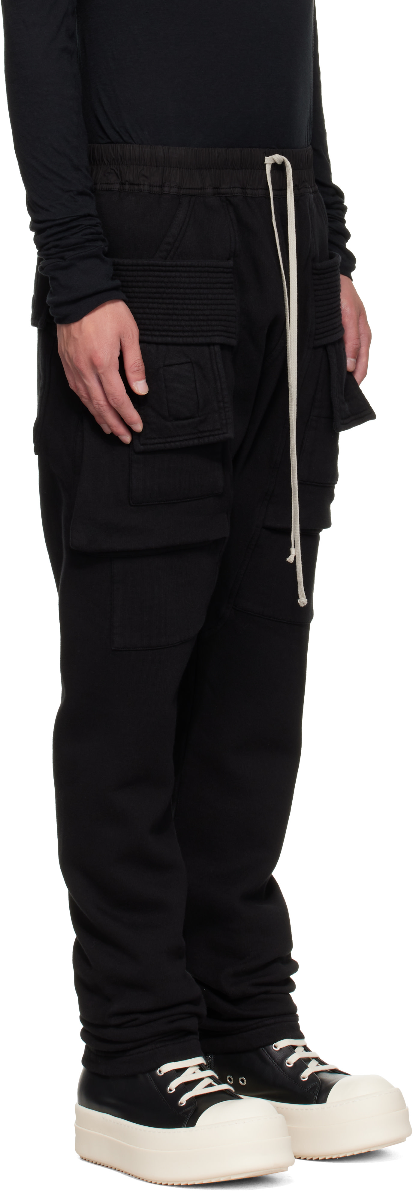 Rick Owens DRKSHDW - Black Tower Creatch Drawstring Cargo Pants