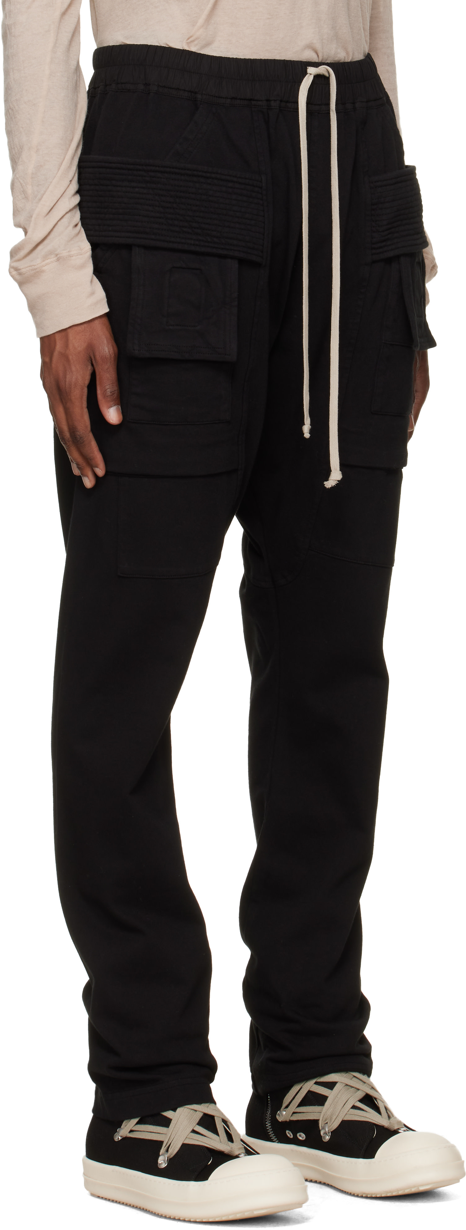 Rick Owens DRKSHDW - Black Tower Creatch Drawstring Cargo Pants