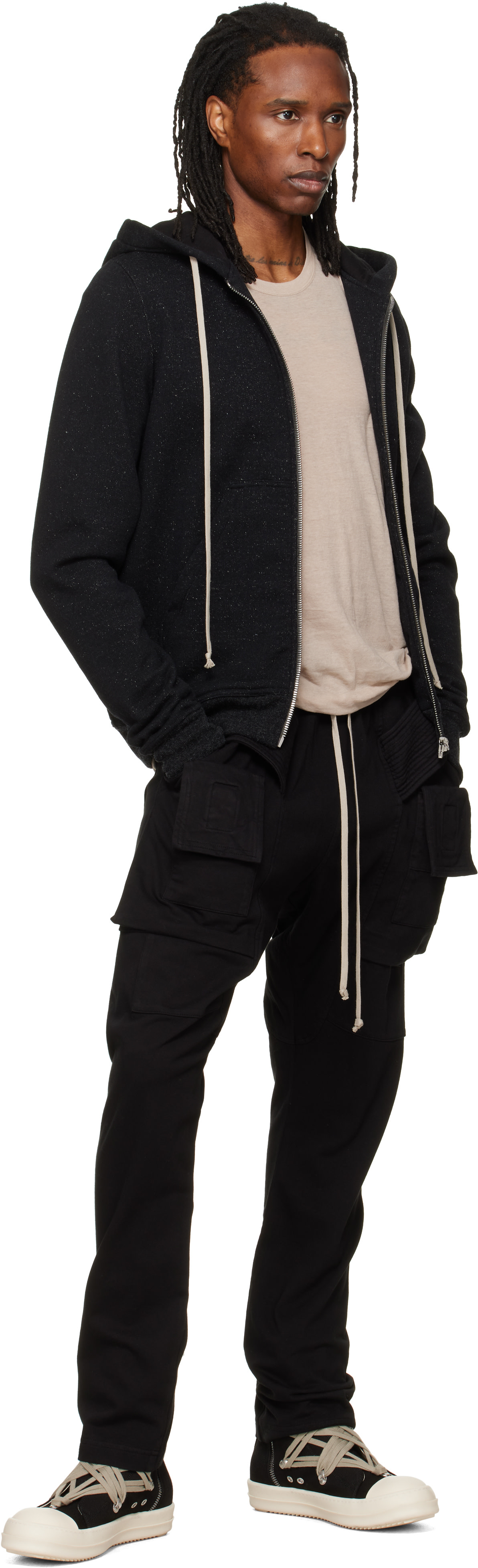 Rick Owens DRKSHDW - Black Tower Creatch Drawstring Cargo Pants