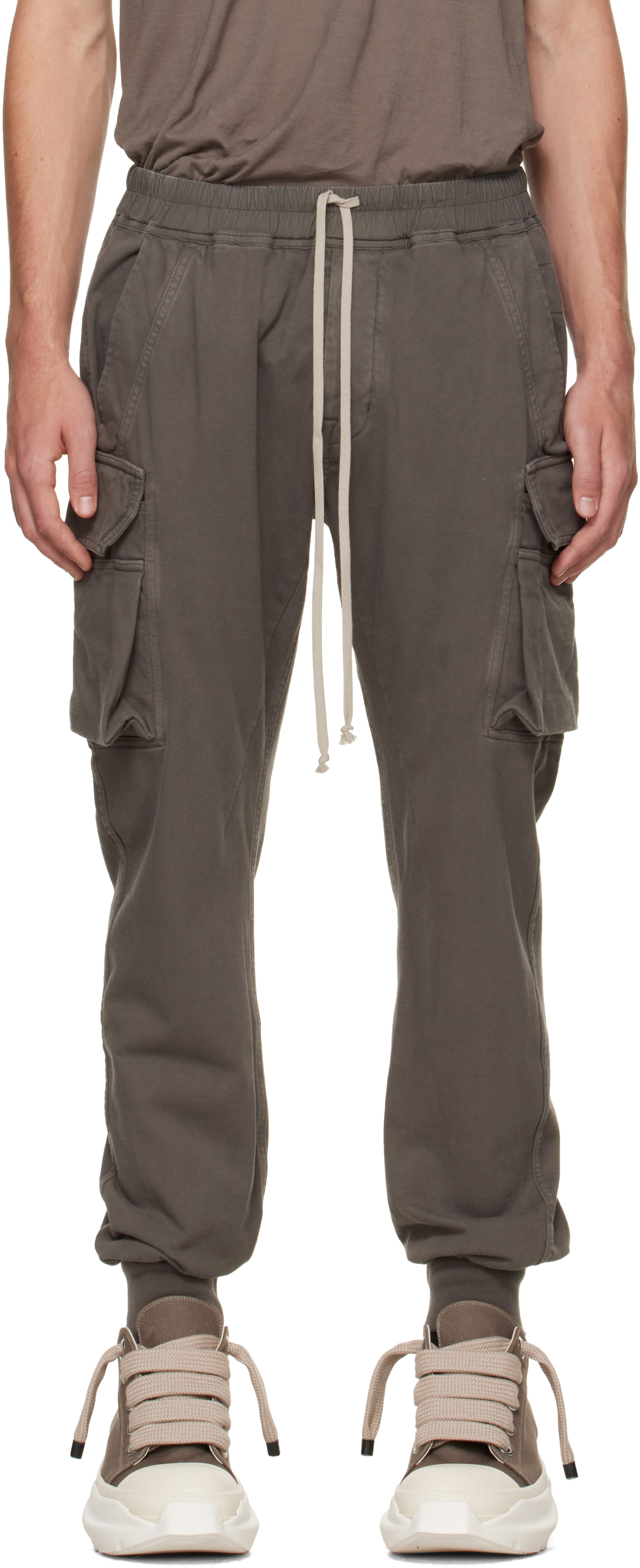 【美品タグ付】RICK OWENS DRKSHDW パンツ ゴッドグレー M Rick Owens DRKSHDW: グレー Tower Mastdon Cut カーゴパンツ | SSENSE