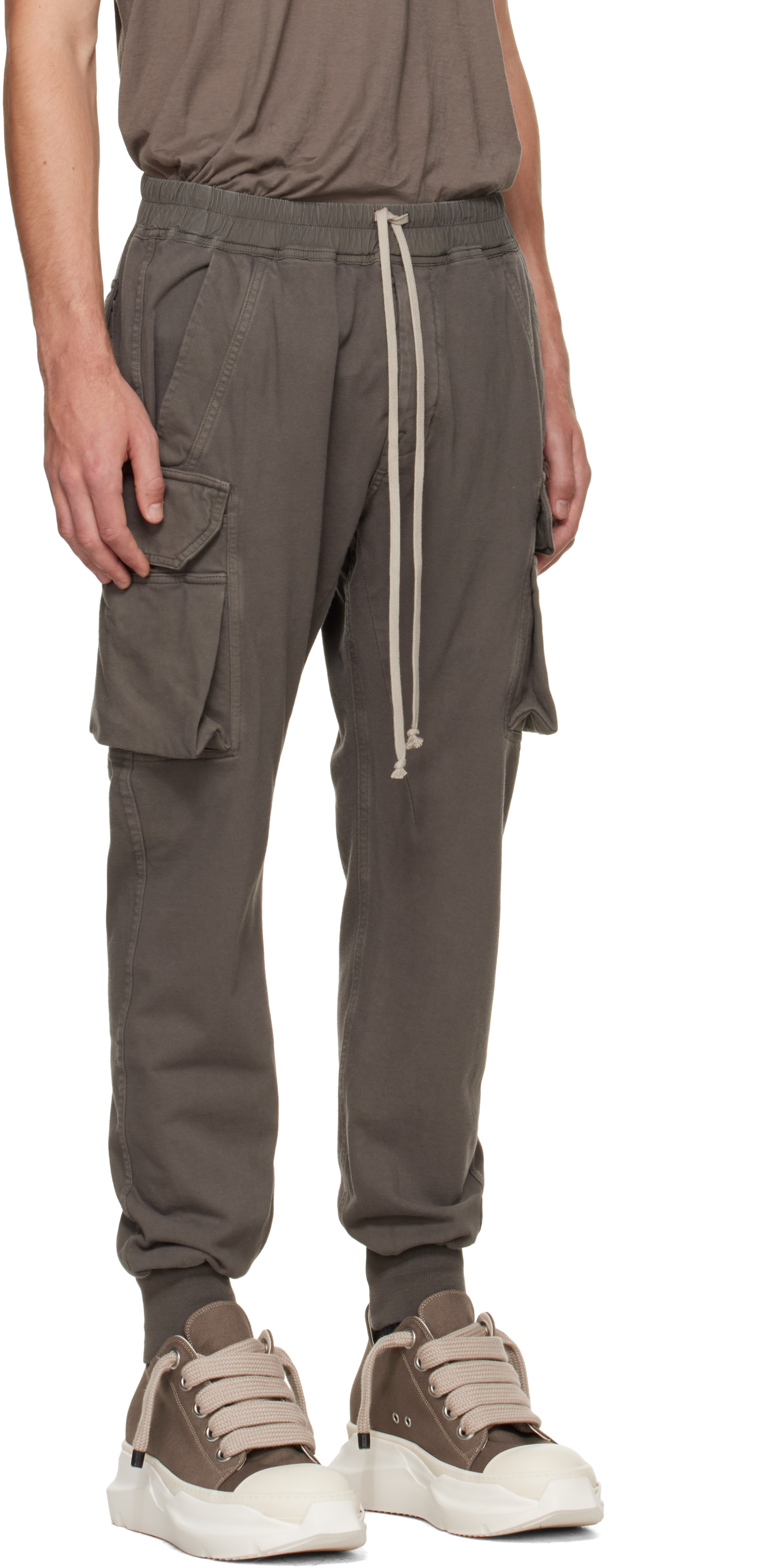 【美品タグ付】RICK OWENS DRKSHDW パンツ ゴッドグレー M Rick Owens DRKSHDW: グレー Tower Mastdon Cut カーゴパンツ | SSENSE