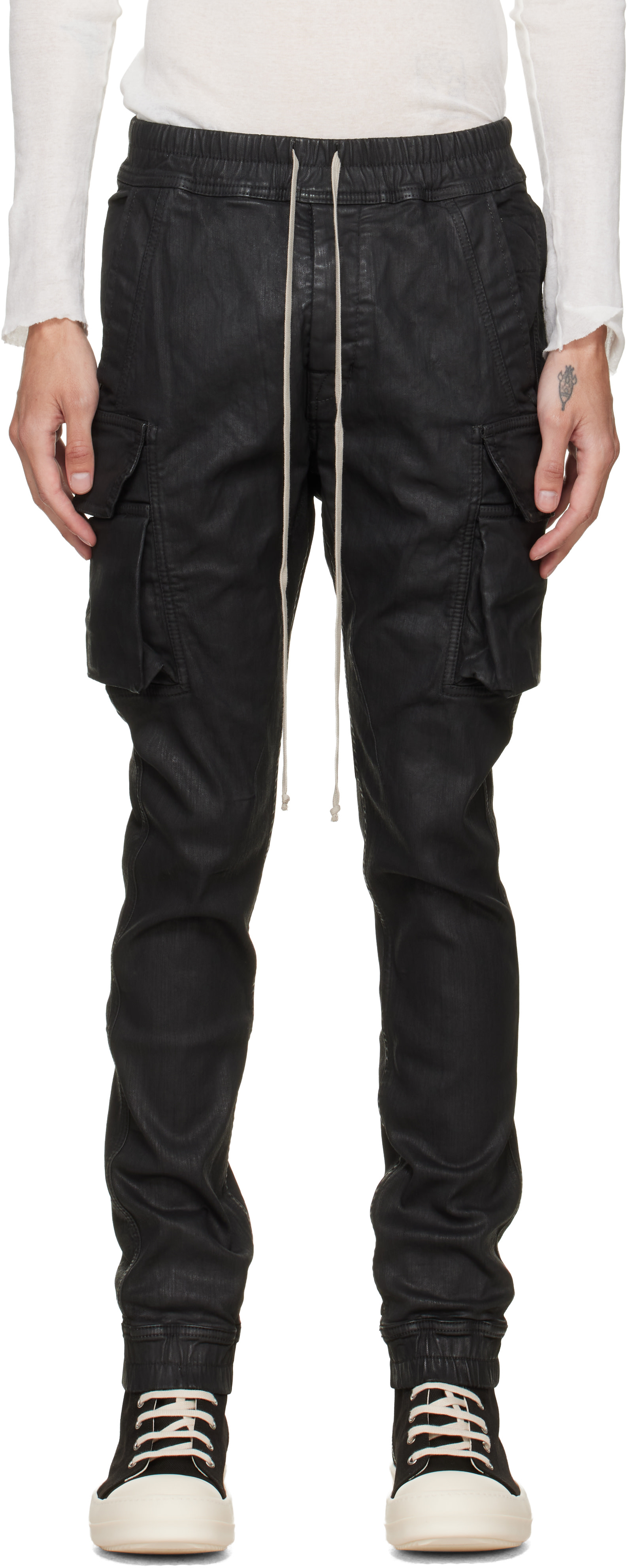 Rick Owens DRKSHDW: Black Tower Mastodon Cut Denim Cargo Pants