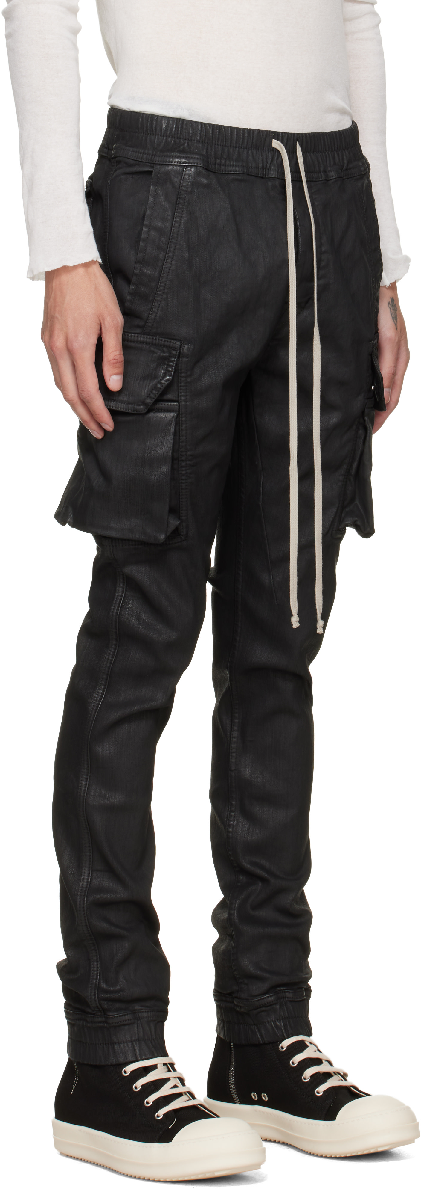 Rick Owens DRKSHDW: ブラック Tower Mastodon Cut デニム カーゴ