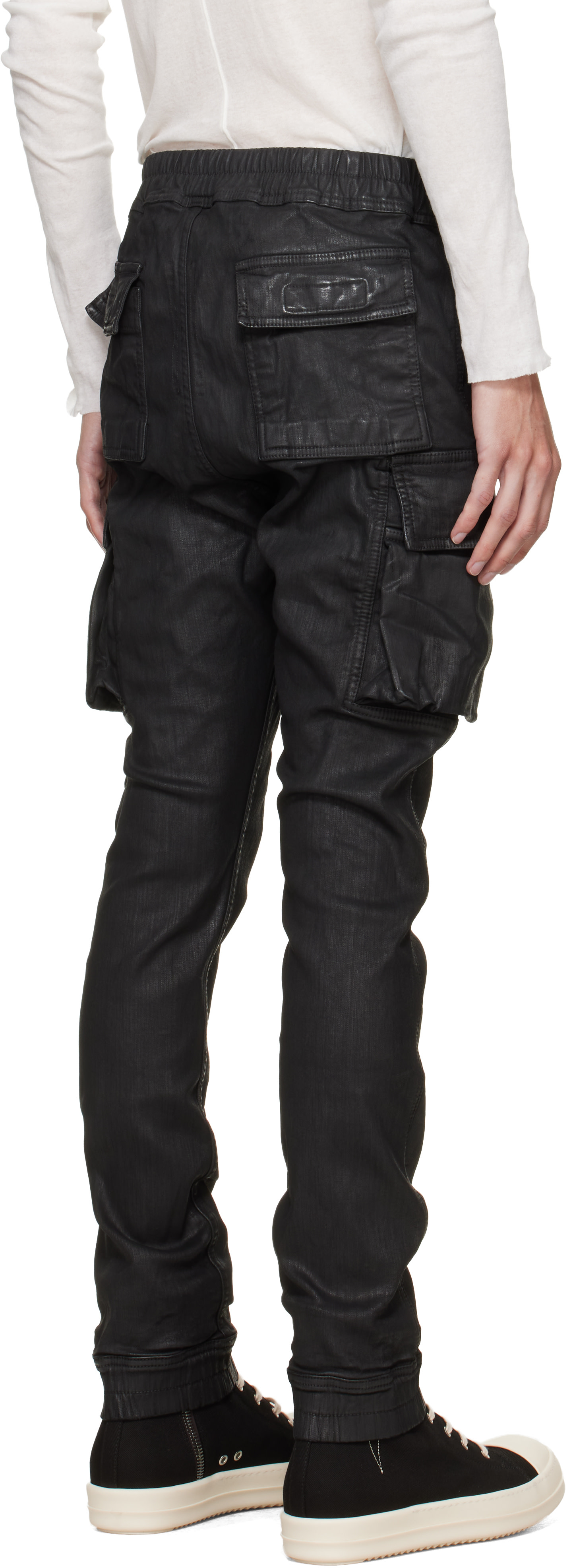 Rick Owens DRKSHDW: ブラック Tower Mastodon Cut デニム カーゴ
