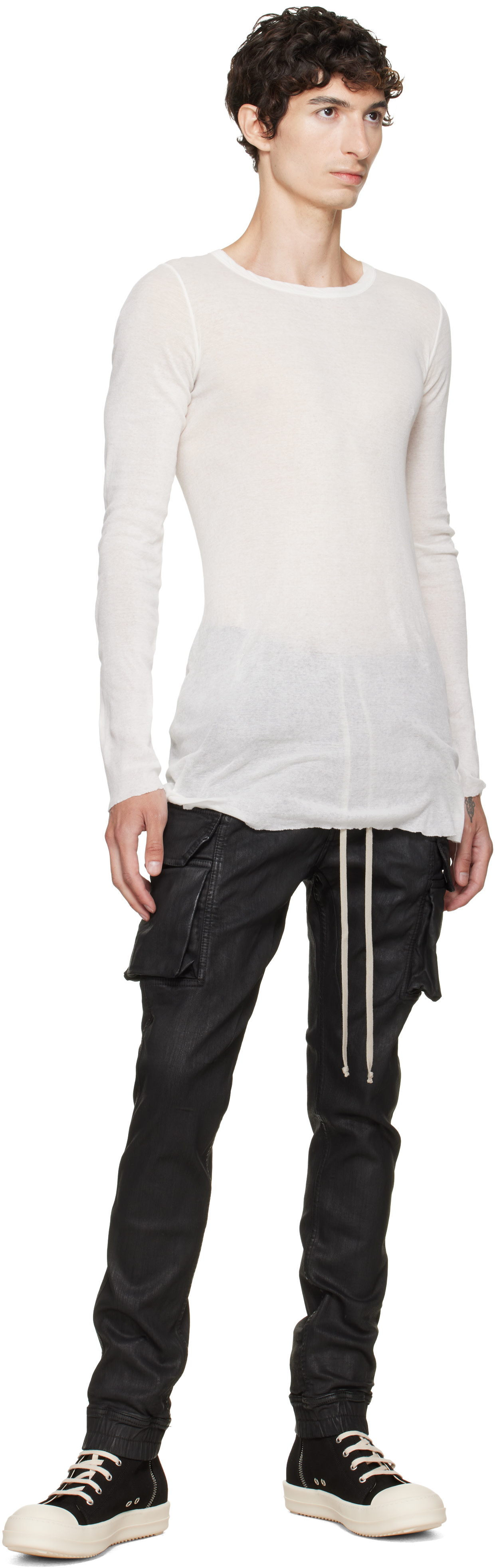Rick Owens DRKSHDW: ブラック Tower Mastodon Cut デニム カーゴ