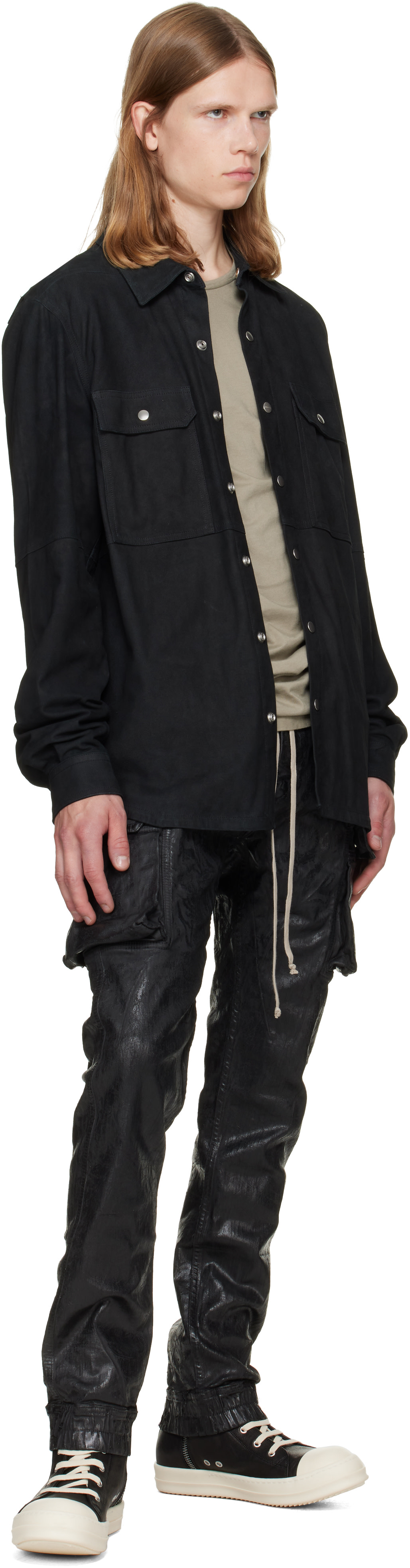 Rick Owens DRKSHDW: ブラック Tower Megacrust Mastodon Cut カーゴ