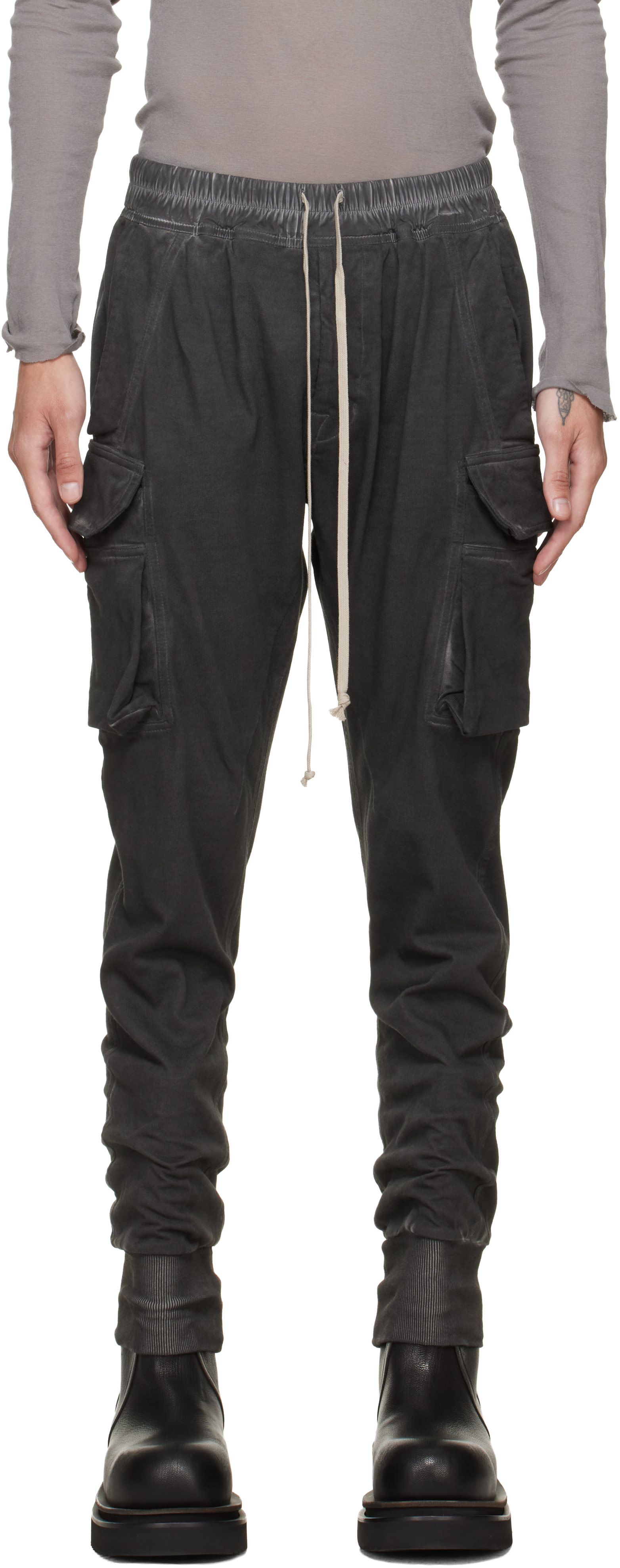 Rick Owens DRKSHDW: Black Tower Mastodon Cut Cargo Pants | SSENSE