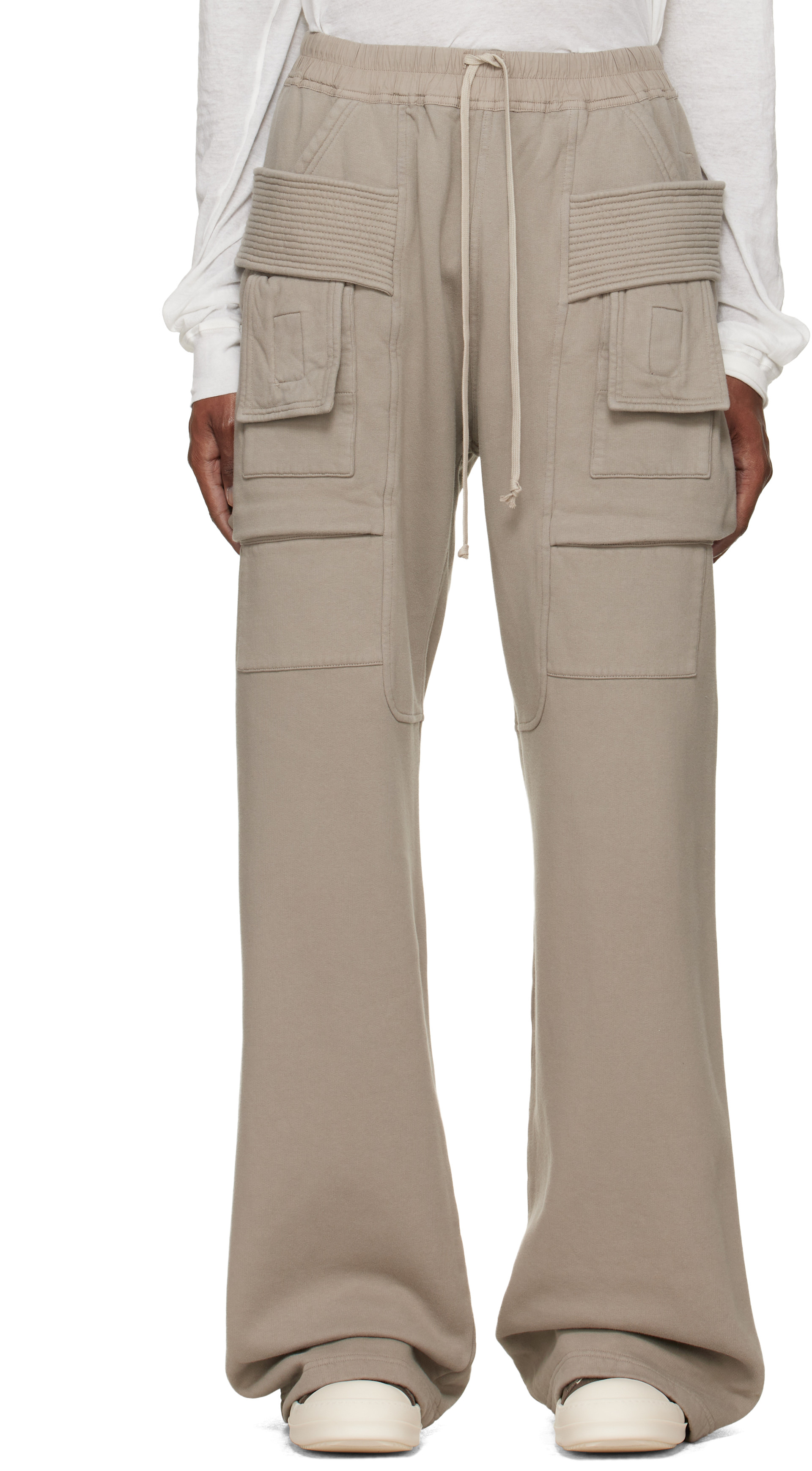 Rick Owens DRKSHDW - グレー Tower Creatch ワイド ドローストリング カーゴパンツ