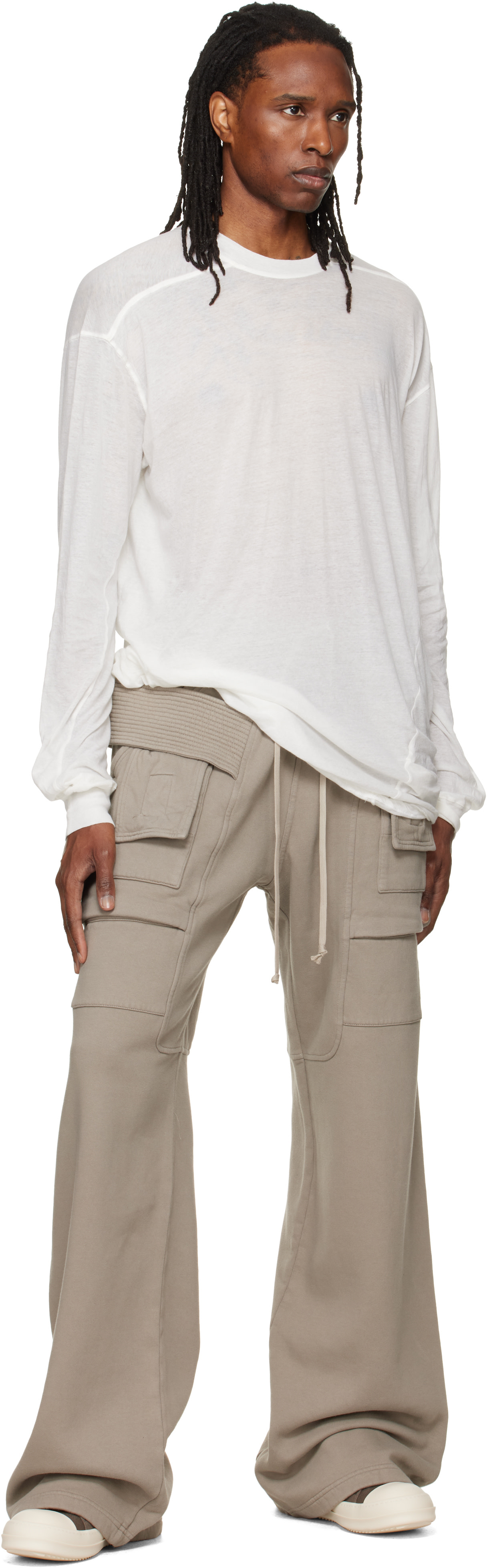 Rick Owens DRKSHDW - グレー Tower Creatch ワイド ドローストリング カーゴパンツ