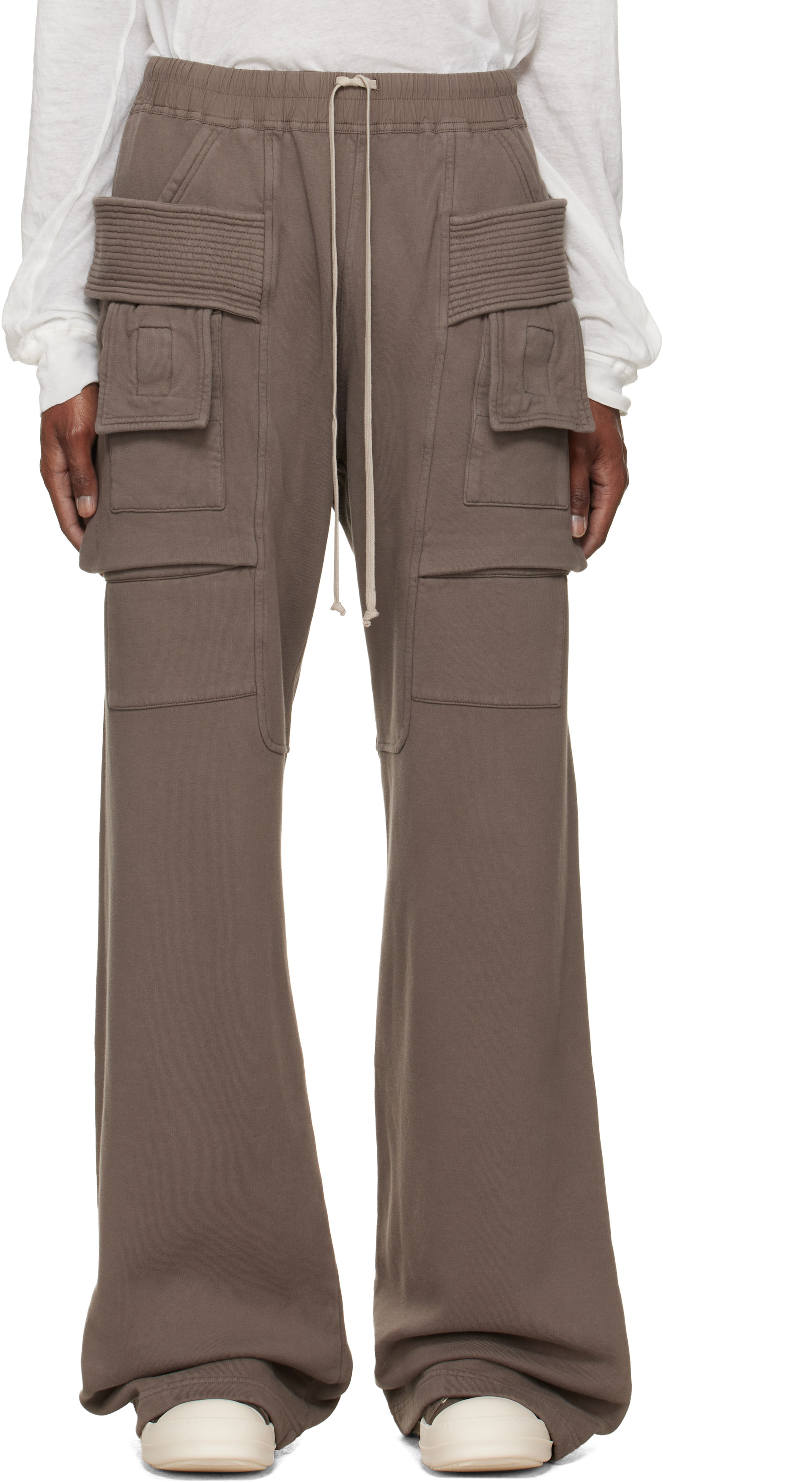 Rick Owens DRKSHDW - グレー Tower Creatch ワイド ドローストリング カーゴパンツ