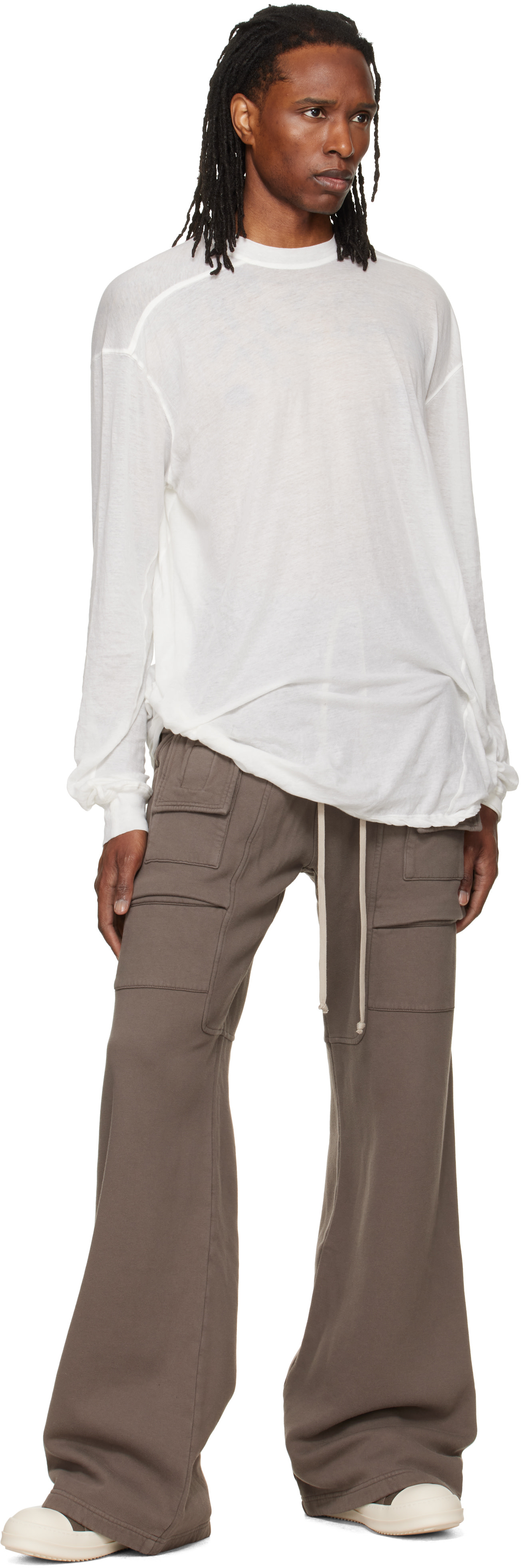 Rick Owens DRKSHDW - グレー Tower Creatch ワイド ドローストリング カーゴパンツ