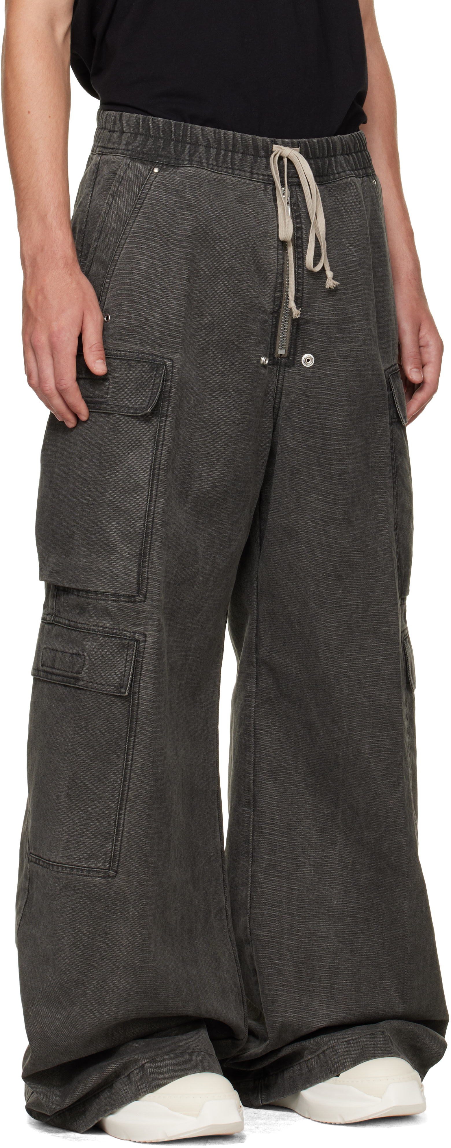 Rick Owens DRKSHDW: Gray Tower Double Cargo Jumbo Belas Pants