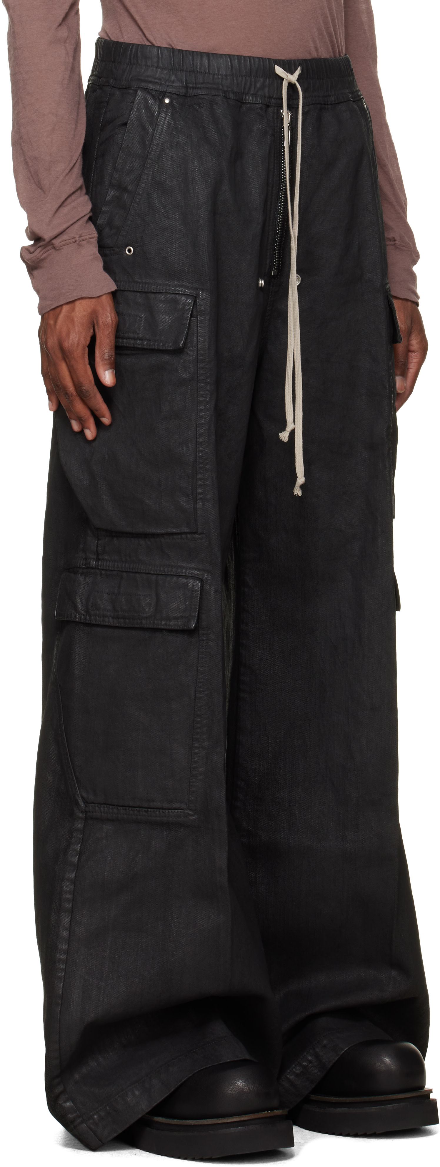 Rick Owens DRKSHDW: ブラック Tower Double Cargo Jumbo Belas