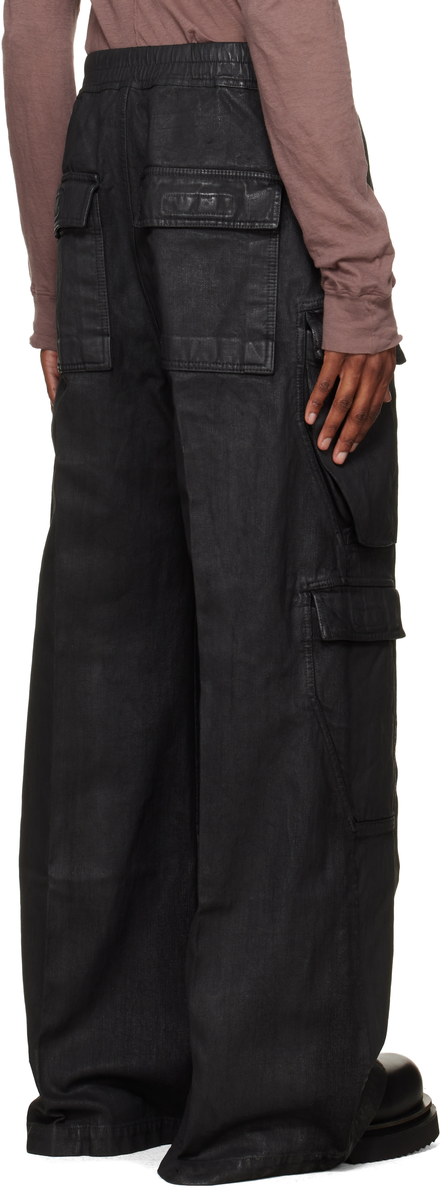 Rick Owens DRKSHDW: Black Tower Double Cargo Jumbo Belas Jeans