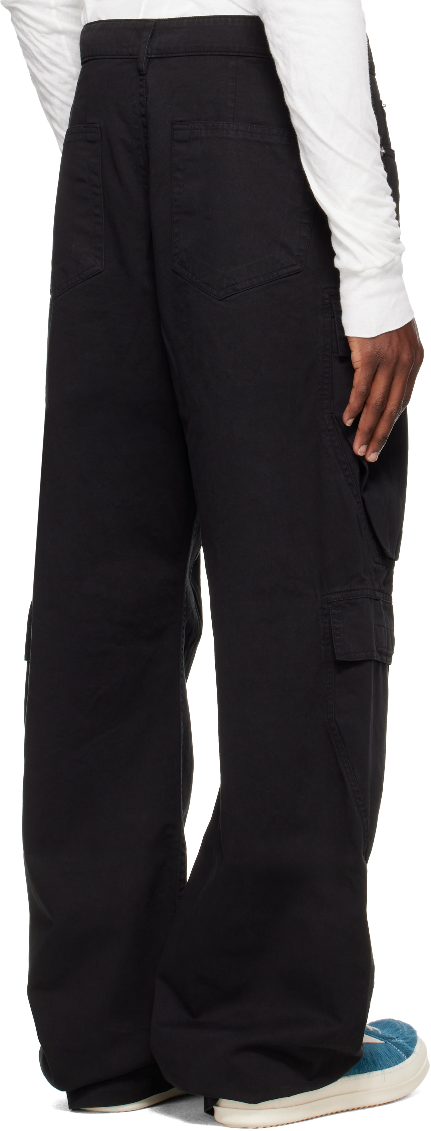 DRKSHDW DOUBLE CARGO JEANS 34 ブラック リック Rick Owens DRKSHDW: Black Tower Double Cargo Jeans | SSENSE