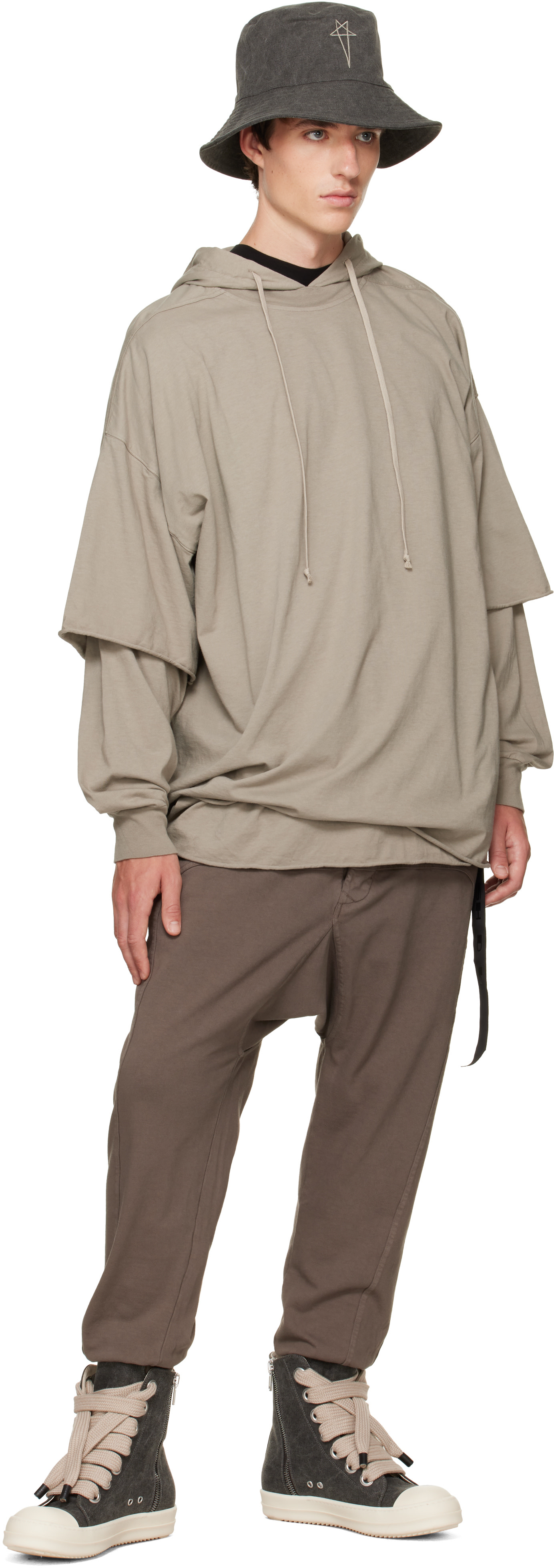Rick Owens DRKSHDW - ブラウン Tower Prisoner Drawstring スウェットパンツ