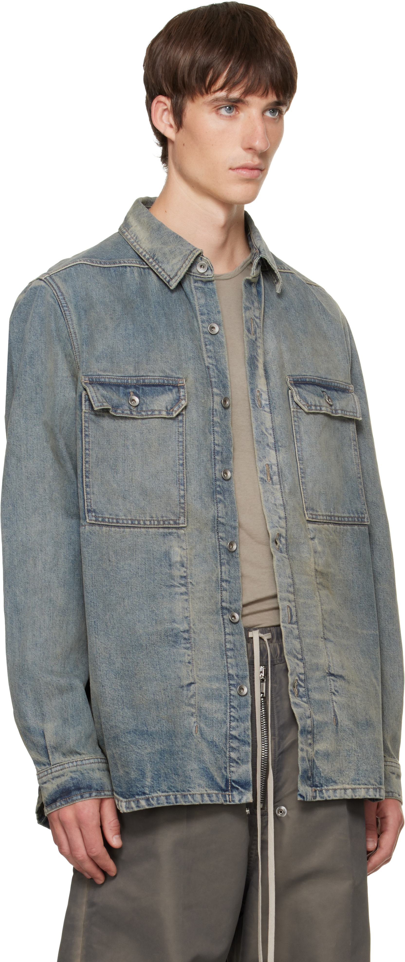 Rick Owens DRKSHDW: Blue Tower Denim Outershirt | SSENSE