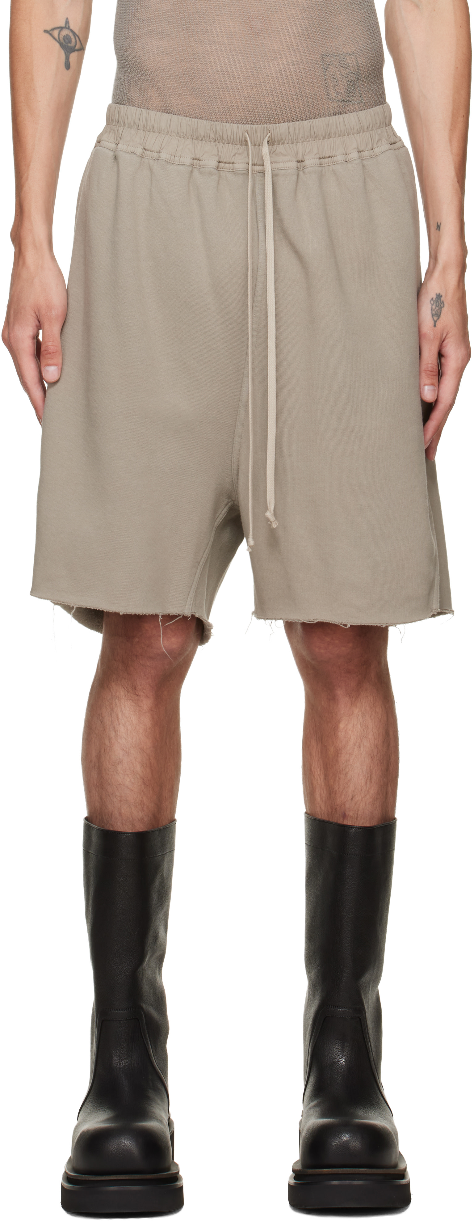 Rick Owens DRKSHDW: グレー Tower Long Boxers Butt Zip ショート