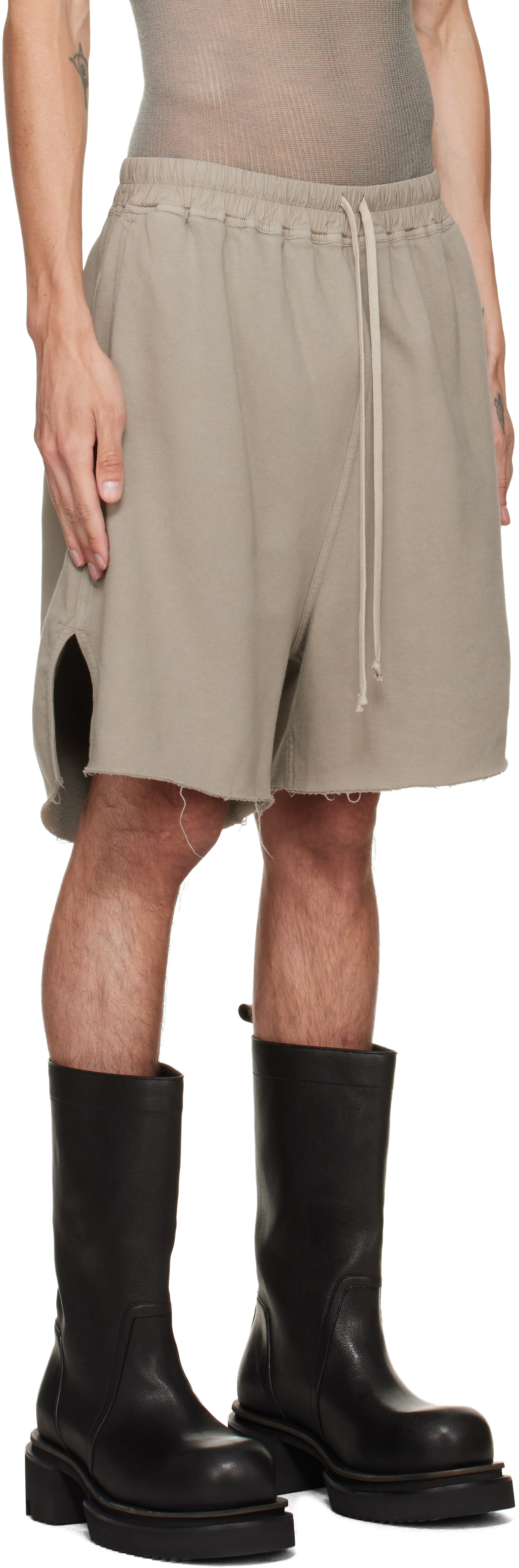 Rick Owens DRKSHDW: Gray Tower Long Boxers Butt Zip Shorts | SSENSE