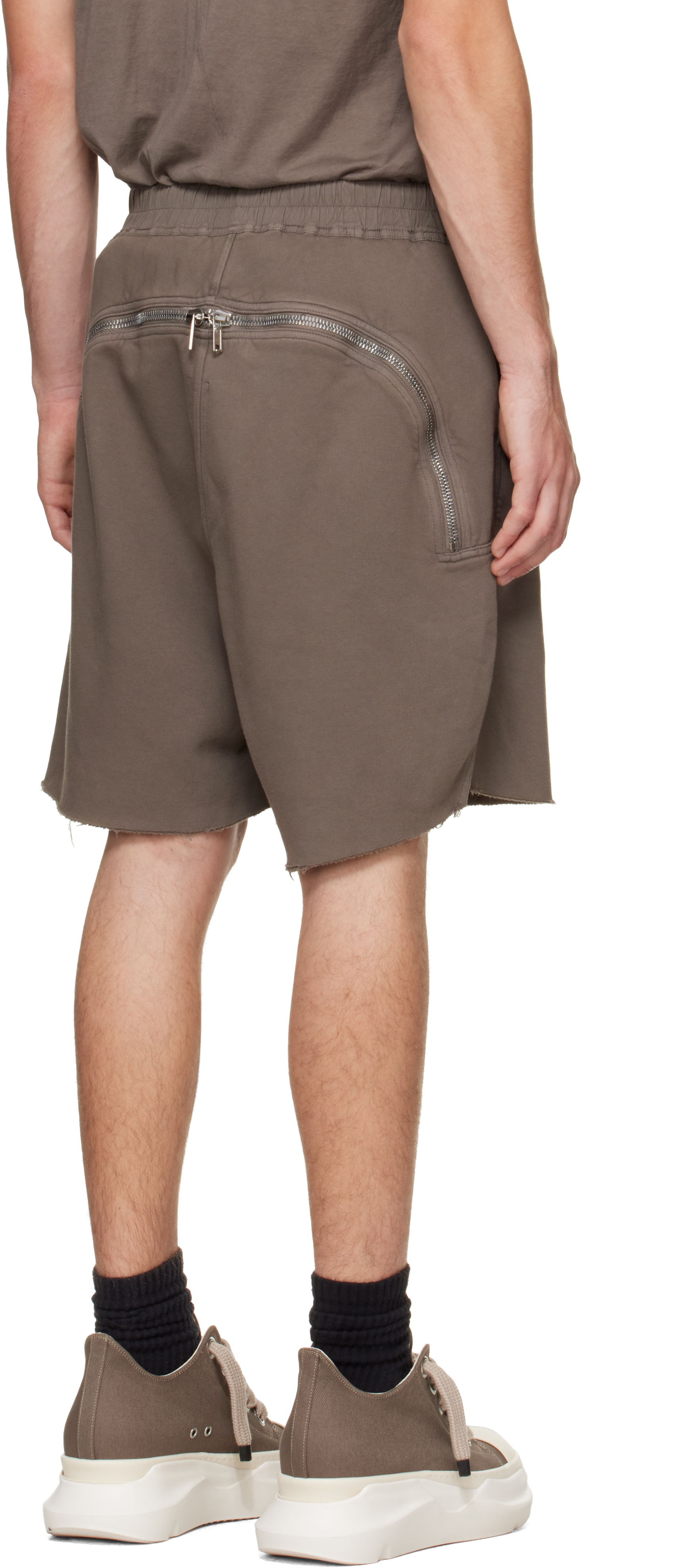 パンツ rick owens drkshdw Long Boxers Rick Owens DRKSHDW: Taupe Tower Long Boxers Butt Zip Shorts | SSENSE