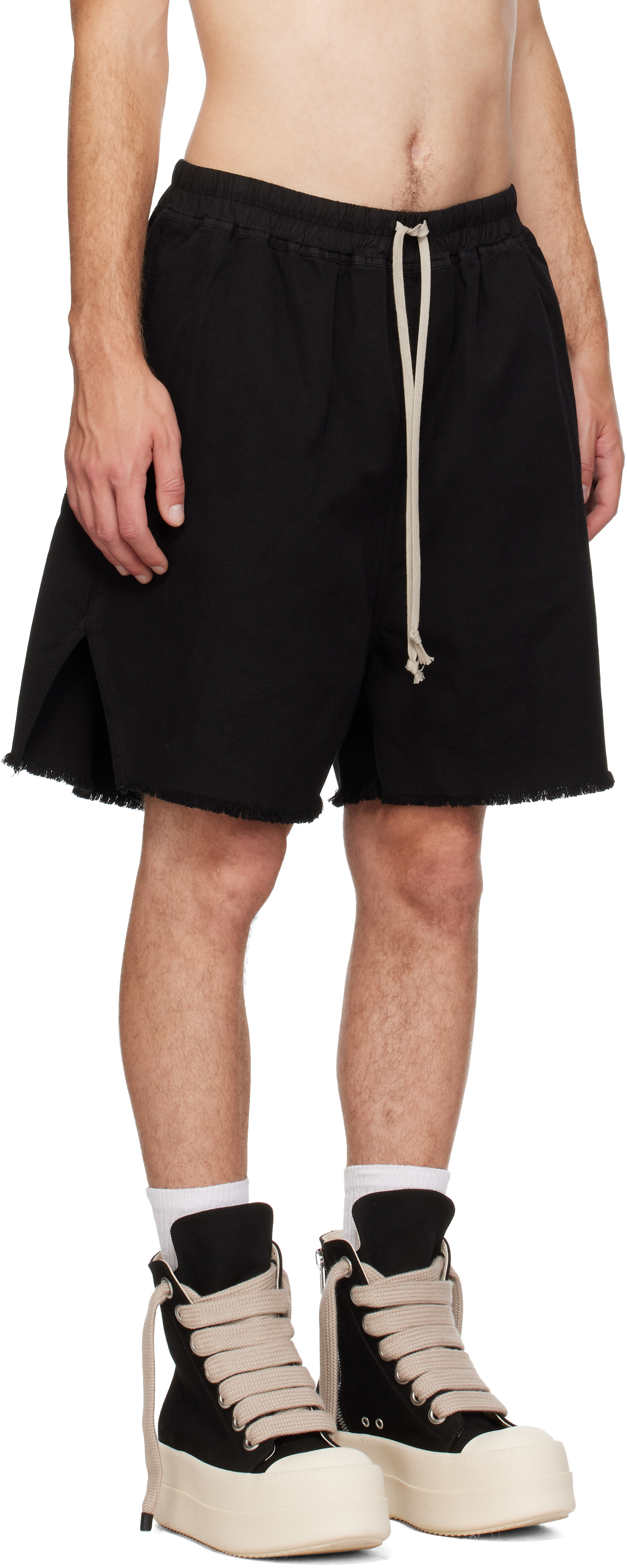 Rick Owens DRKSHDW: Black Tower Long Boxers Butt Zip Shorts | SSENSE