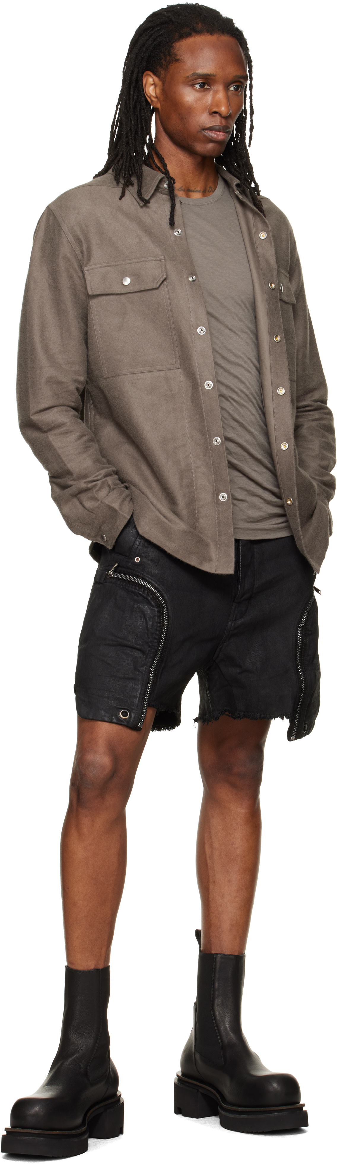 Rick Owens DRKSHDW: ブラック Tower Bauhaus デニムショートパンツ