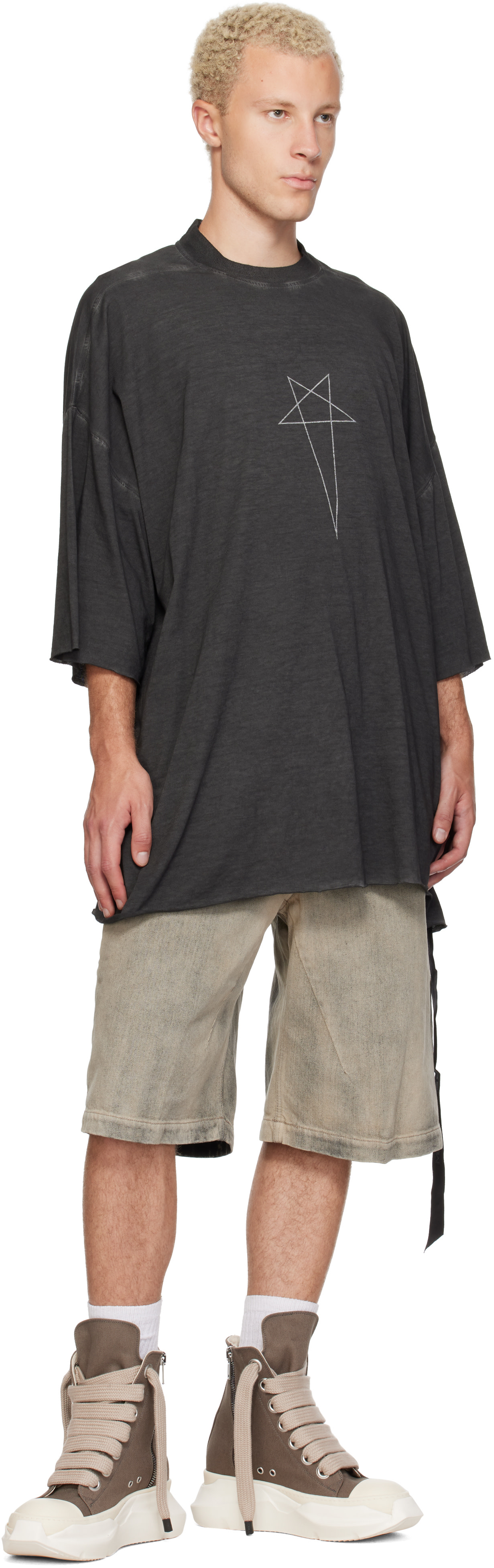 RICK OWENS DRKSHDW グレーデニムショートパンツ Rick Owens DRKSHDW: グレー Tower Work デニムショートパンツ