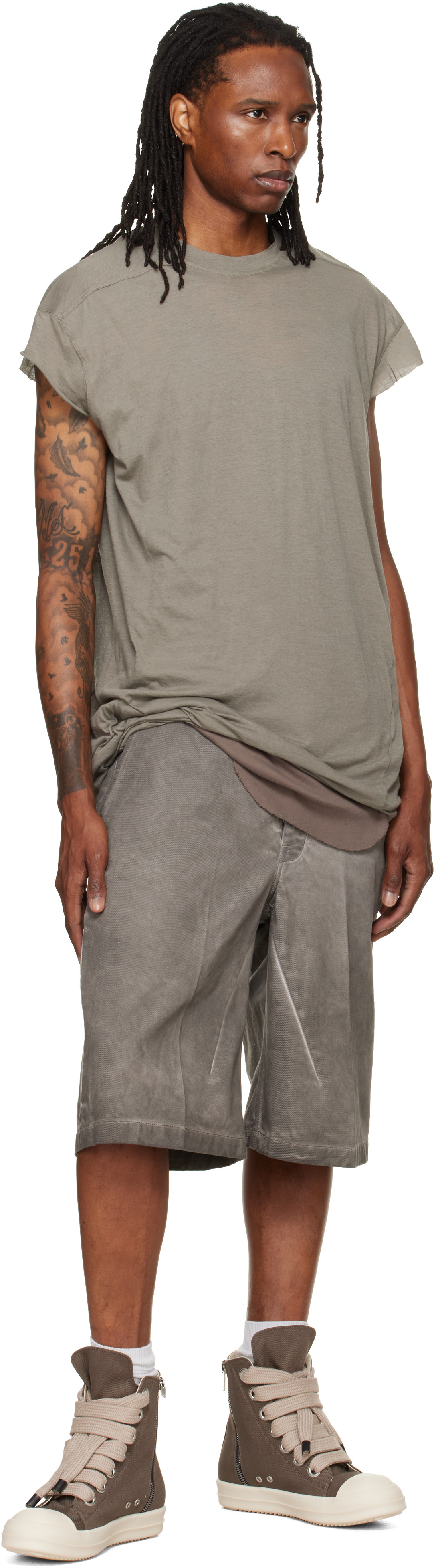 Rick Owens DRKSHDW: Gray Tower Work Denim Shorts | SSENSE