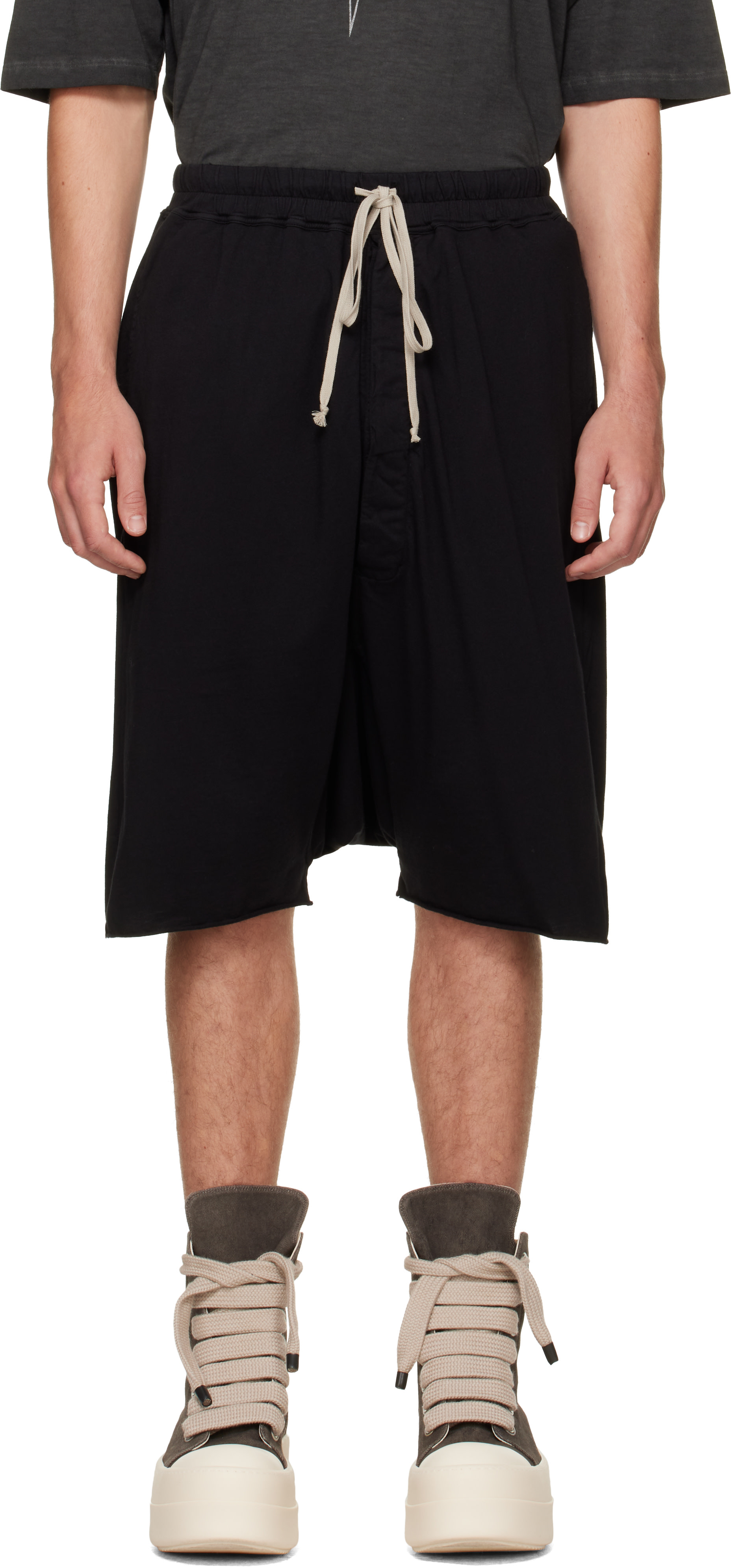 パンツ Rick Owens DRKSHDW DRAWSTRIN PODS Rick Owens DRKSHDW: ブラック Tower Drawstring Pods ショートパンツ