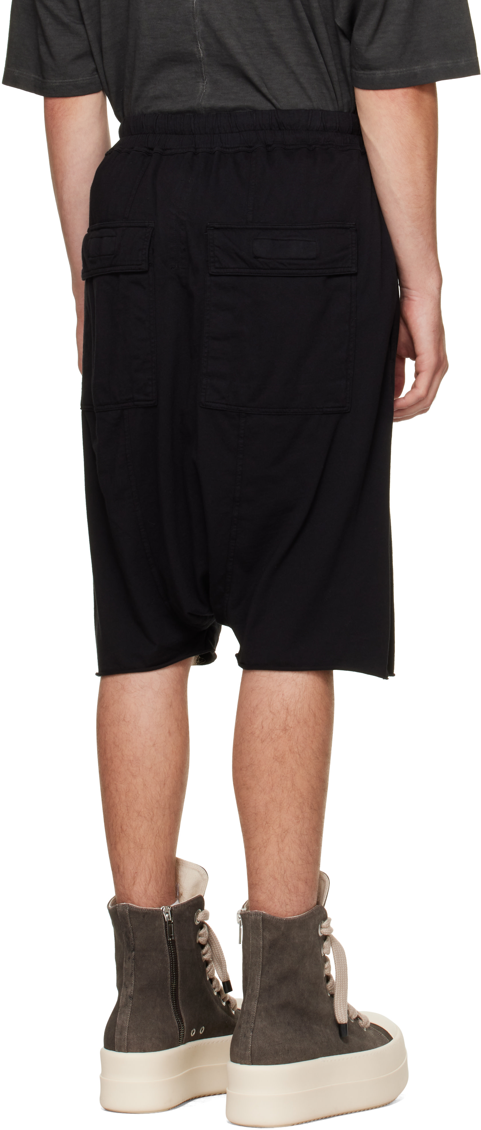 Rick Owens DRKSHDW: ブラック Tower Drawstring Pods ショートパンツ